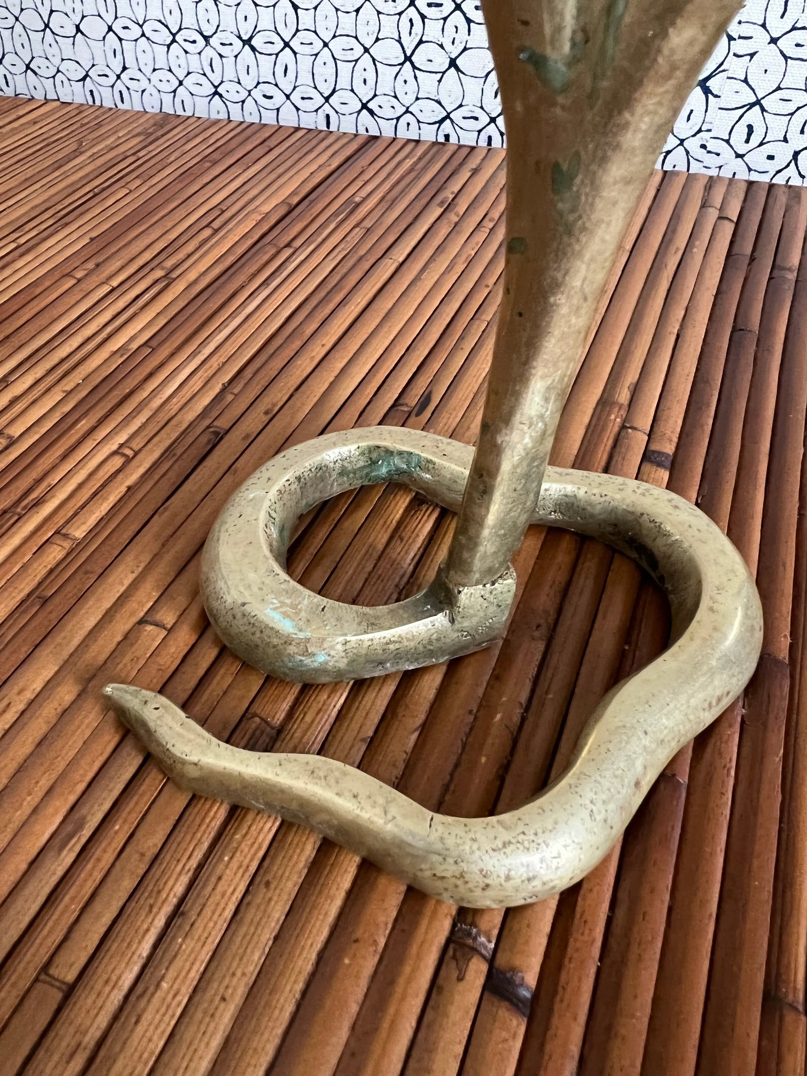 Vintage Mid 20th Century Brass Moroccan Snake Form Candle Holder - 7