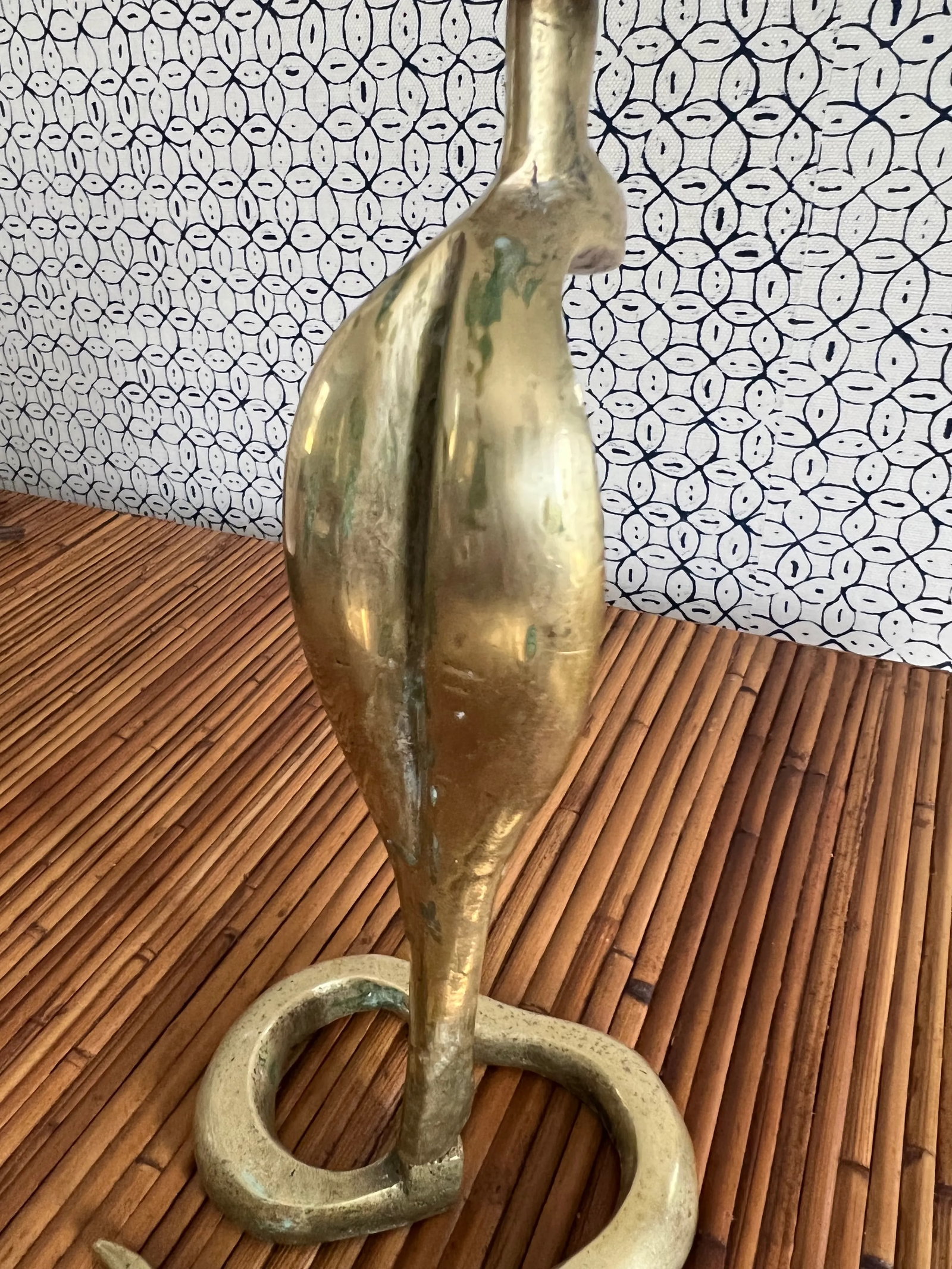 Vintage Mid 20th Century Brass Moroccan Snake Form Candle Holder - 8