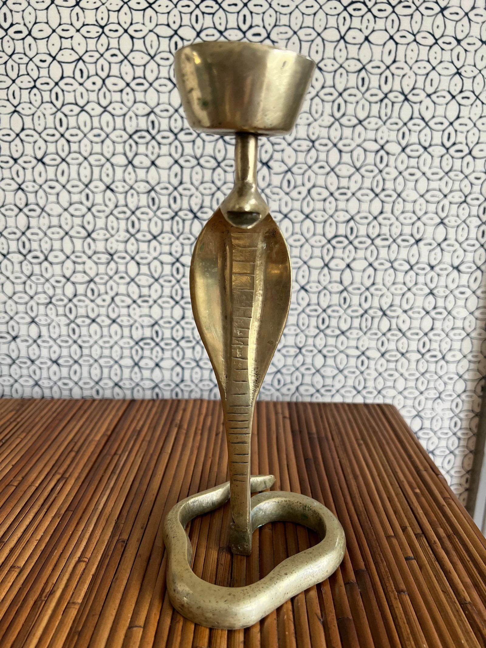Vintage Mid 20th Century Brass Moroccan Snake Form Candle Holder - 9