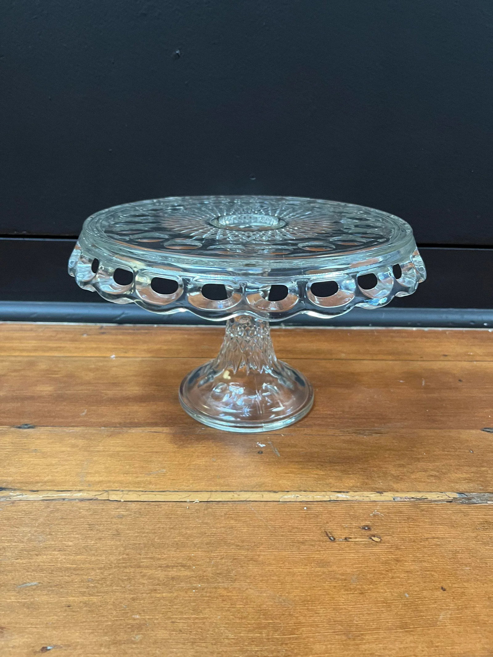 Antique Crochet Glass Cake Stand - 4
