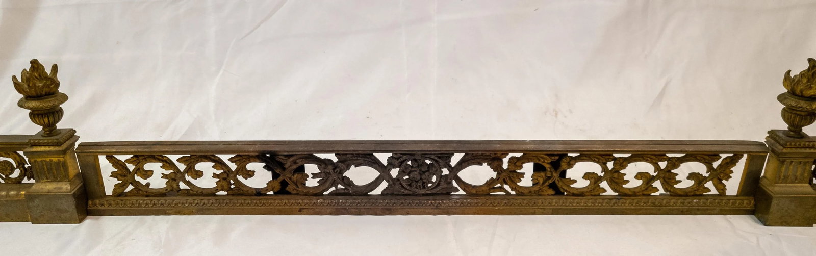 19th Century French Ormolu Gilt Bronze Fireplace Chenets and Fender - 6