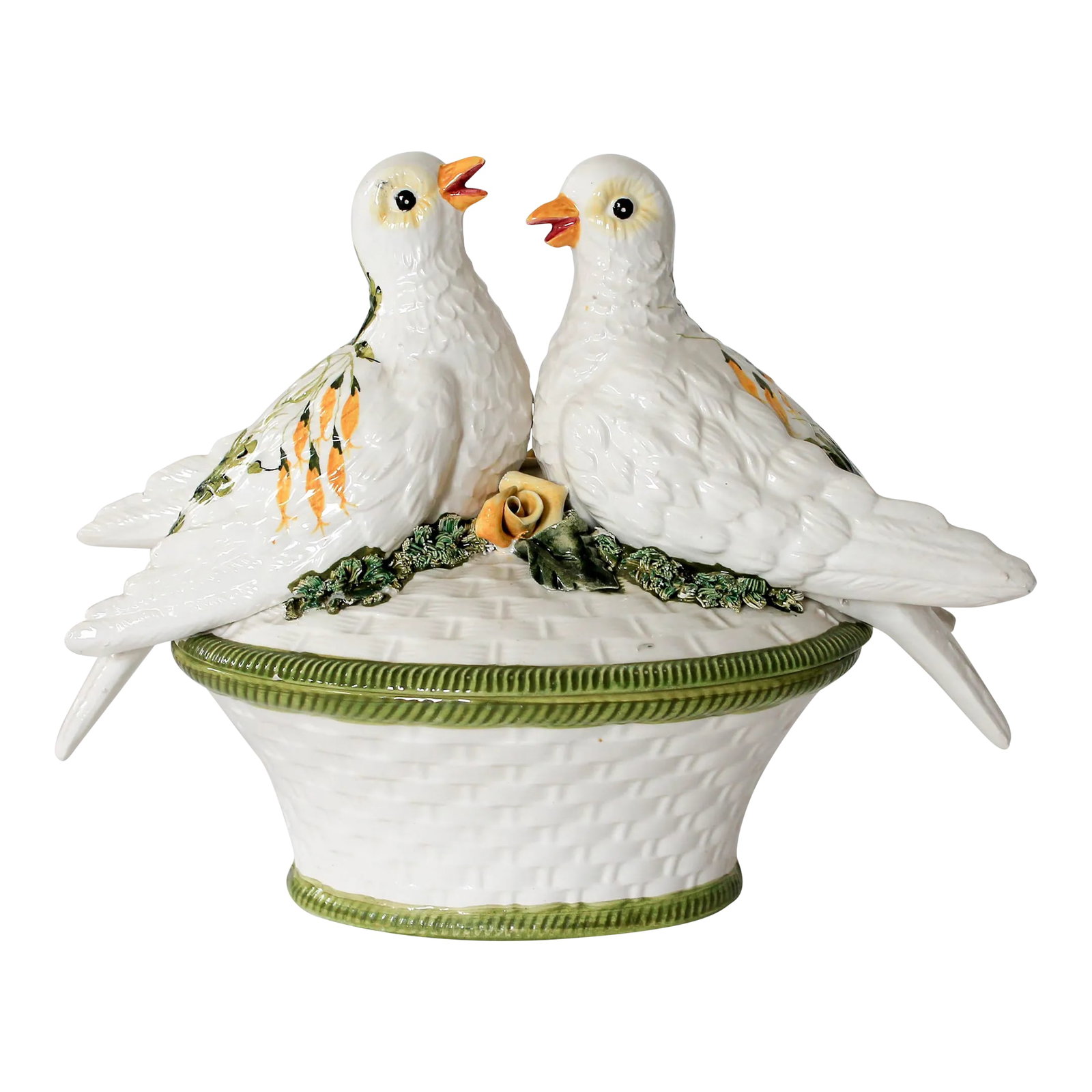 Hand Painted Italian Ceramic Lidded Container With Morning Doves (1 of 11)