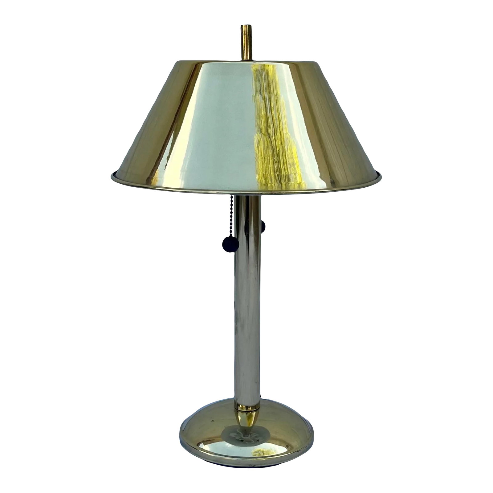 Mid-Century Brass Lamp With Brass Shade (1 of 9)