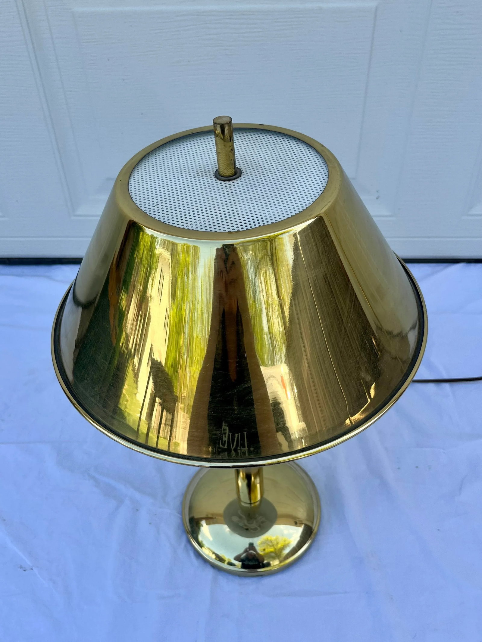 Mid-Century Brass Lamp With Brass Shade - 2