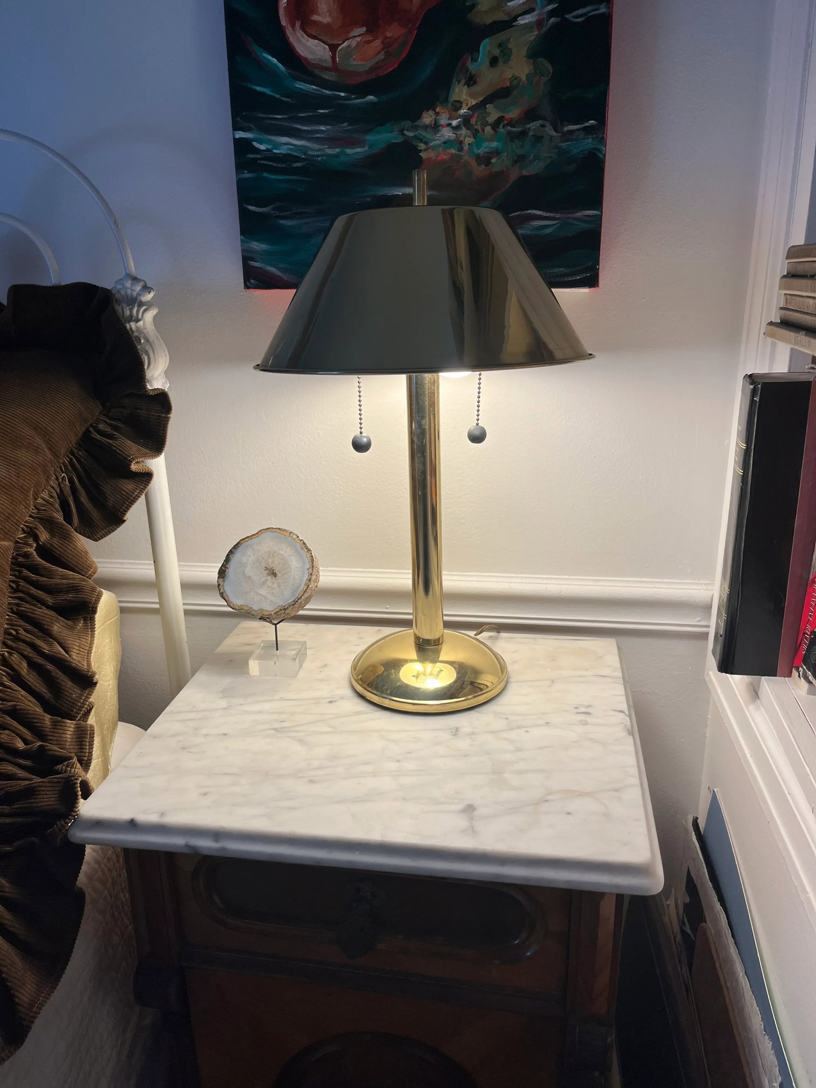 Mid-Century Brass Lamp With Brass Shade - 8