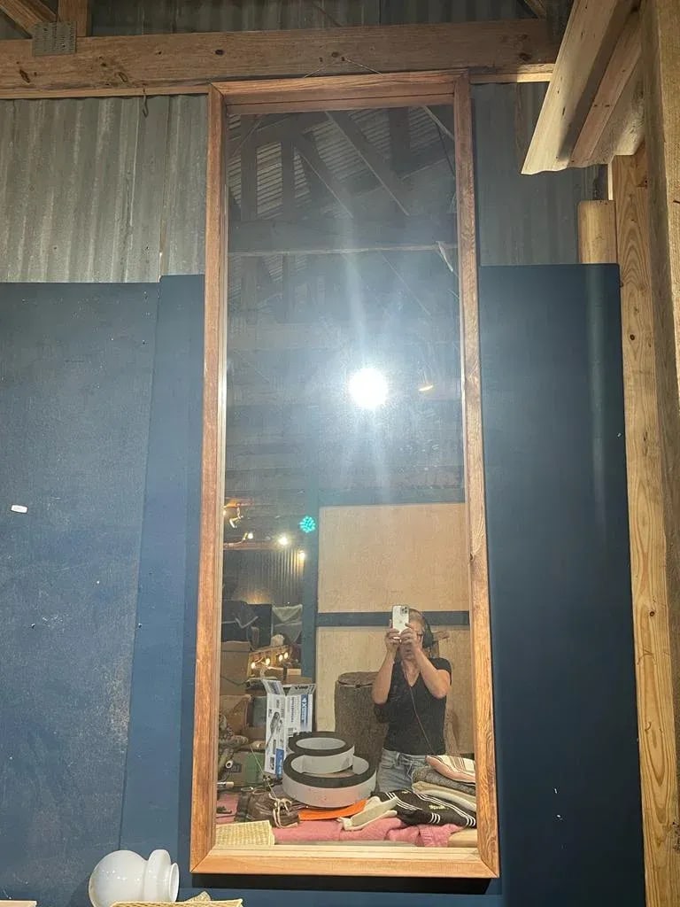 Rustic Modern Full-Length Floor Mirror - Large Pine Wood Frame - 3