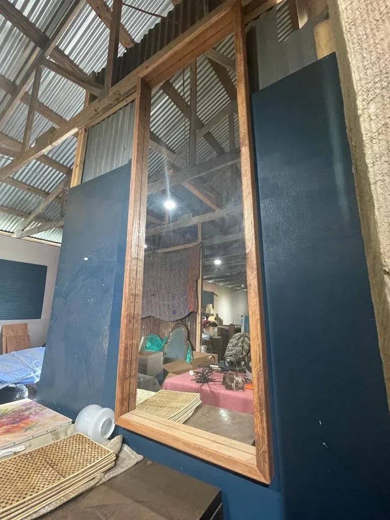 Rustic Modern Full-Length Floor Mirror - Large Pine Wood Frame - 8
