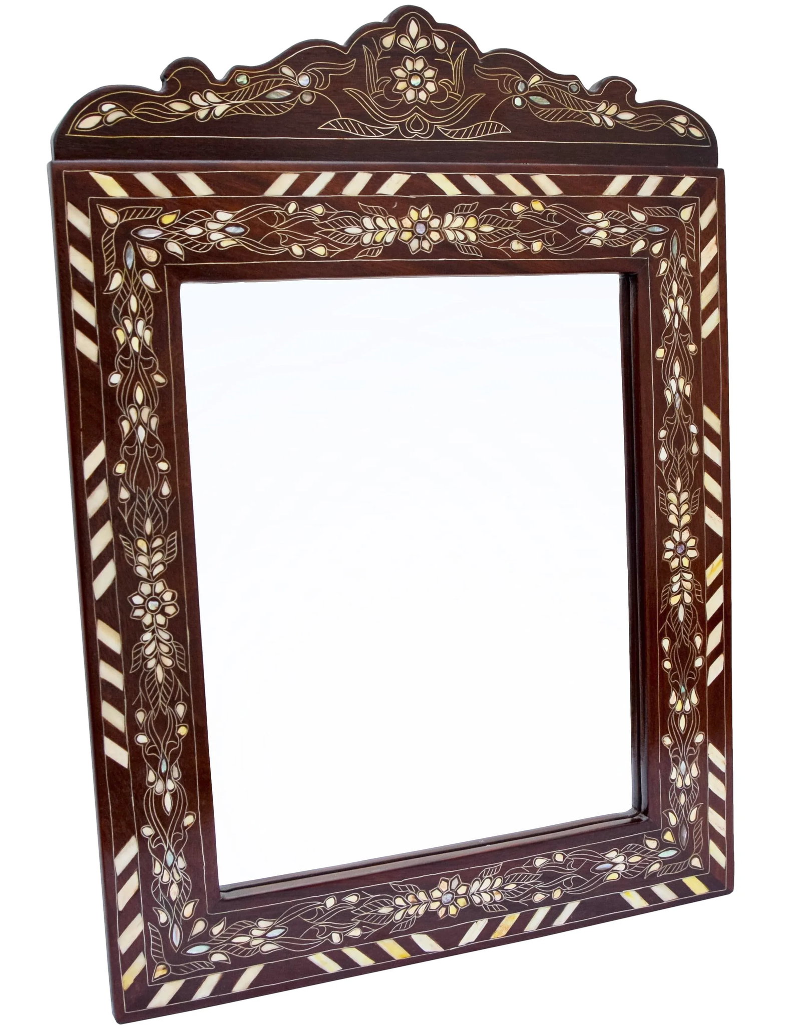 Vintage Moorish-Patterned Damascene-Inlaid Mother-Of-Pearl Mirror - 2