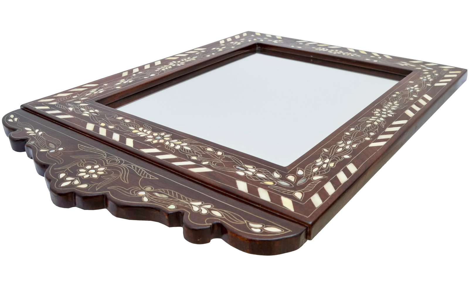 Vintage Moorish-Patterned Damascene-Inlaid Mother-Of-Pearl Mirror - 3