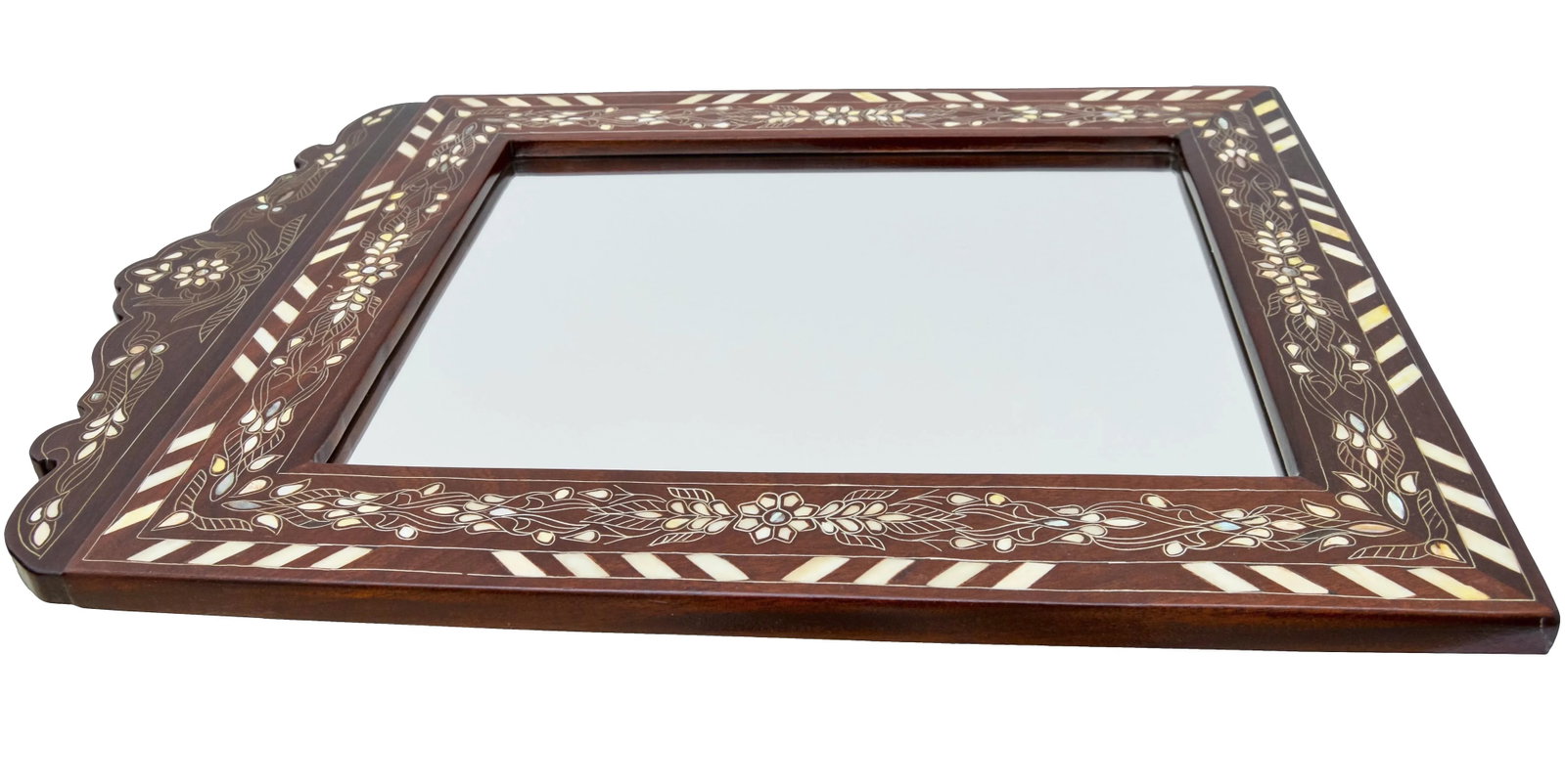 Vintage Moorish-Patterned Damascene-Inlaid Mother-Of-Pearl Mirror - 4