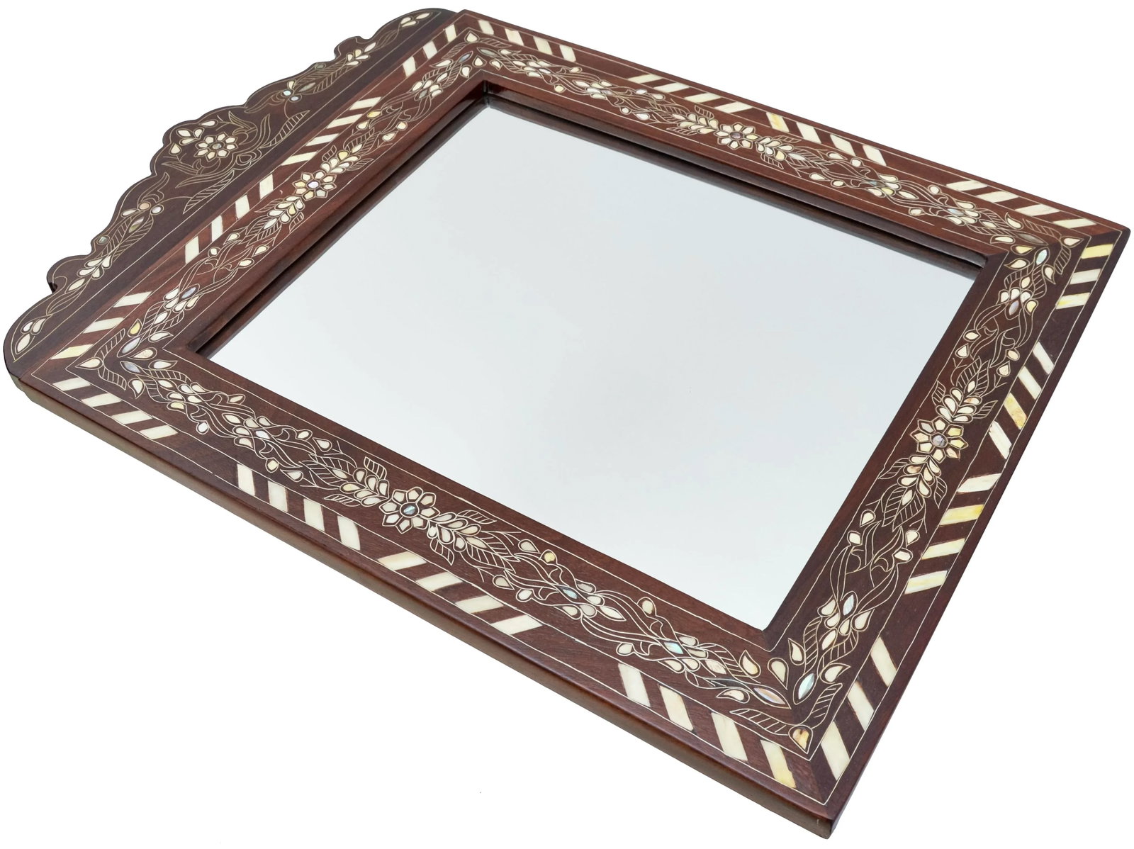 Vintage Moorish-Patterned Damascene-Inlaid Mother-Of-Pearl Mirror - 5