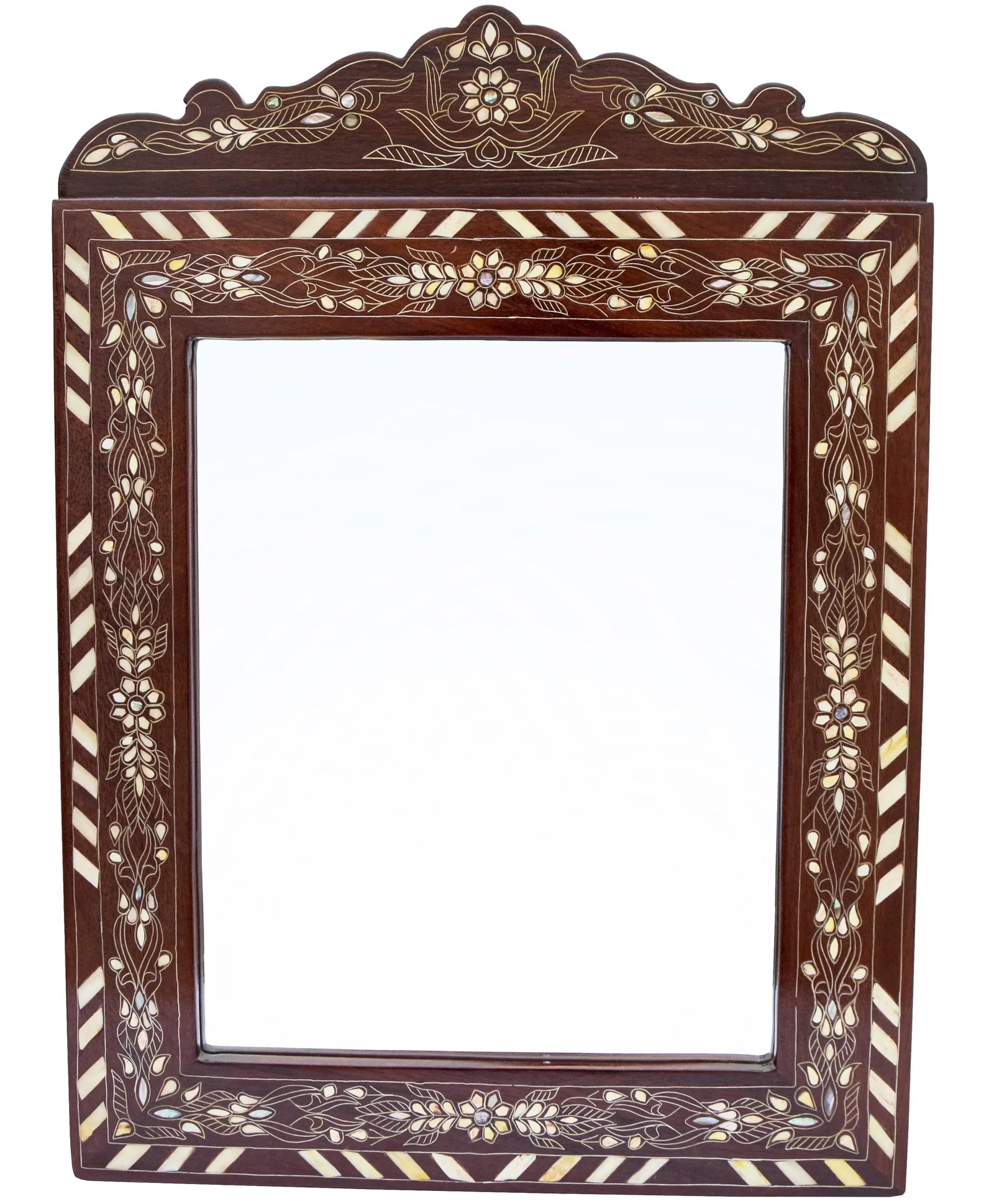 Vintage Moorish-Patterned Damascene-Inlaid Mother-Of-Pearl Mirror - 7