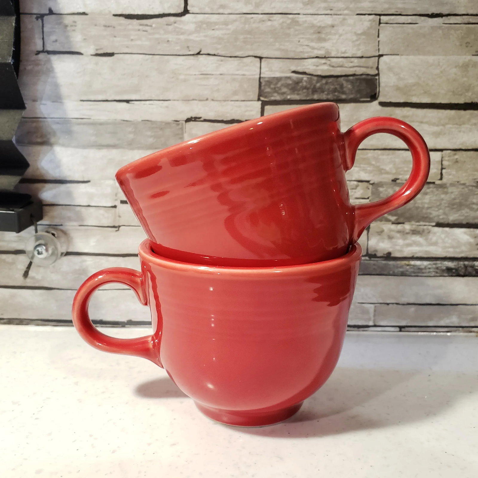 Vintage Fiesta Fiestaware Homer Laughlin Scarlet Red Tea Cups- Set of 2 - 12
