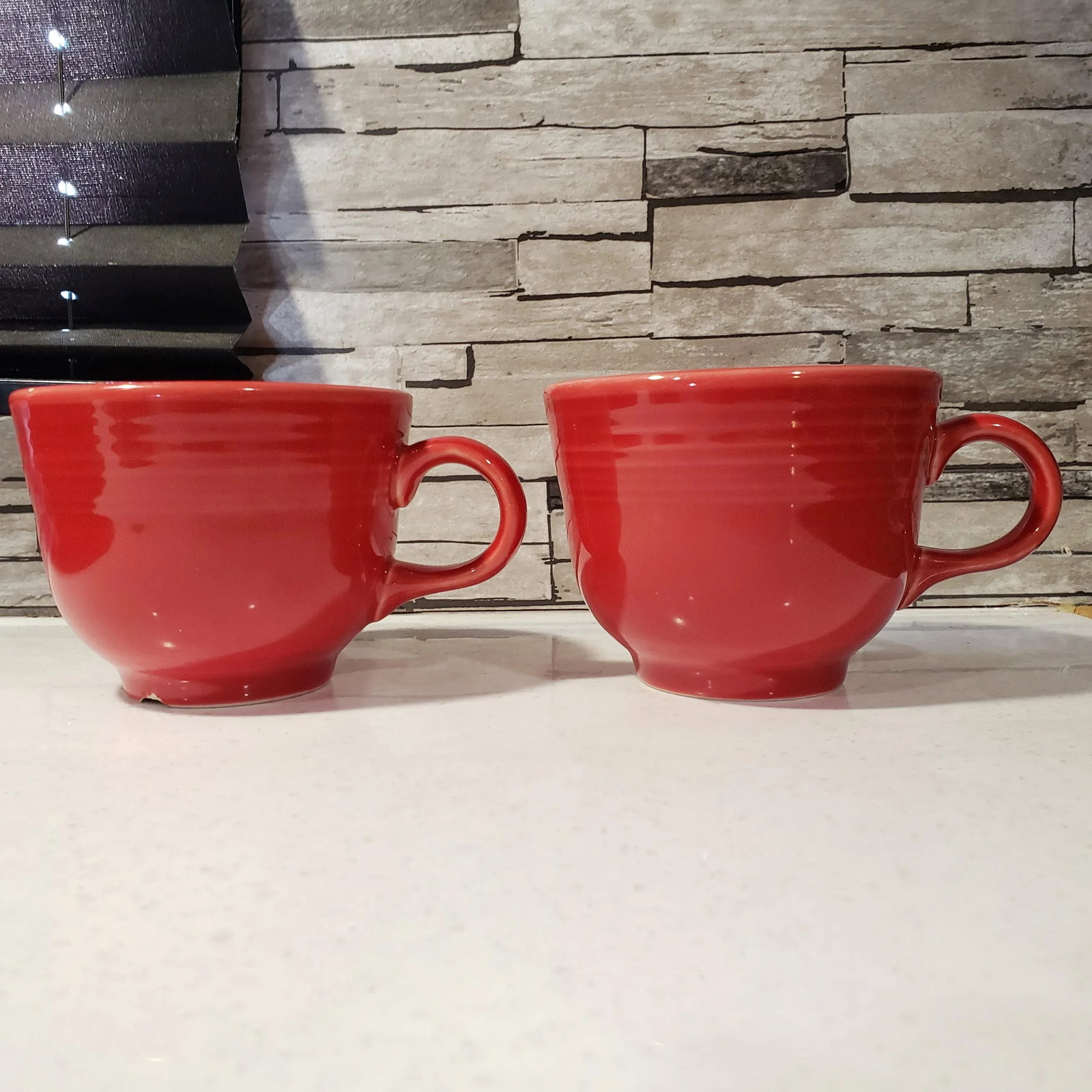 Vintage Fiesta Fiestaware Homer Laughlin Scarlet Red Tea Cups- Set of 2 - 2