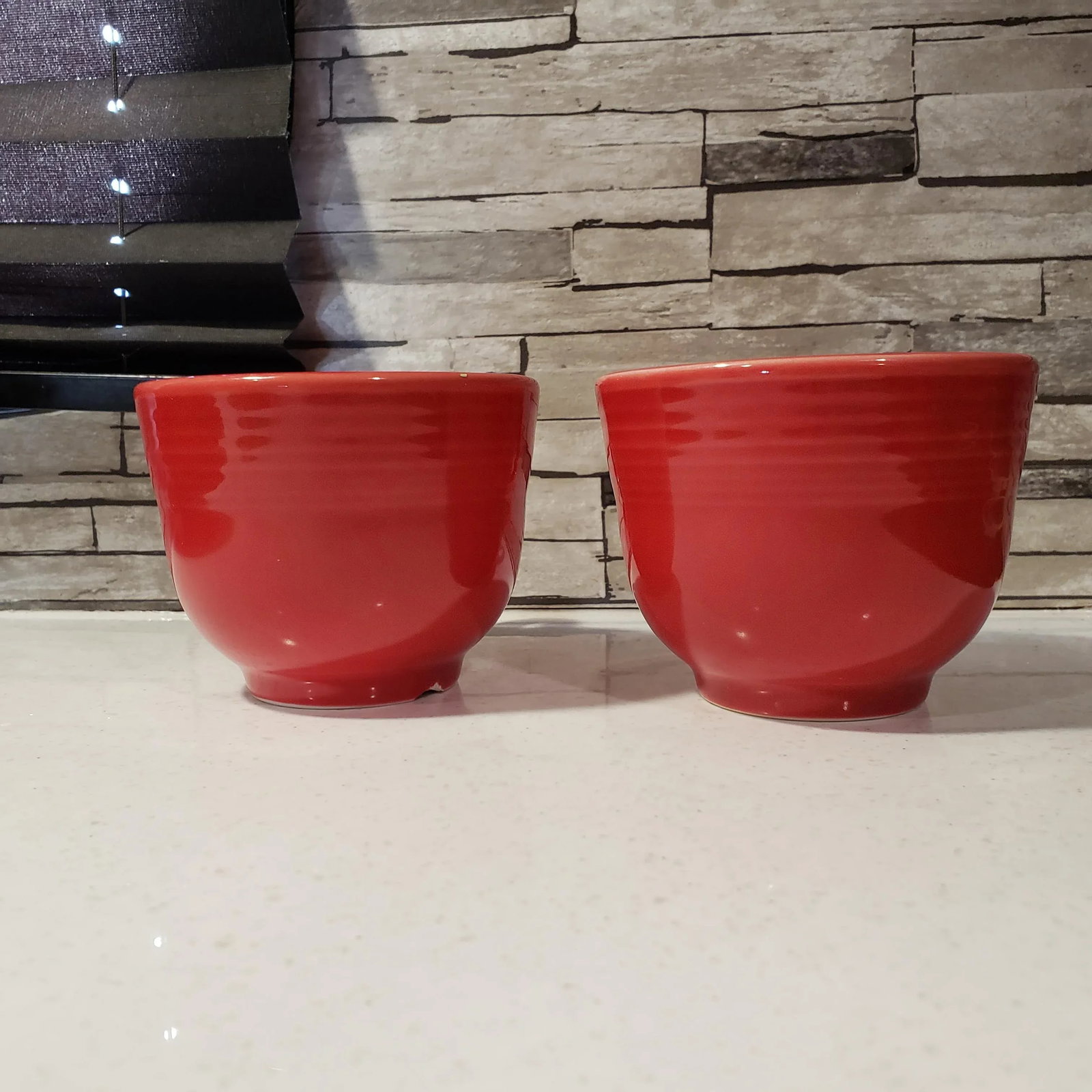 Vintage Fiesta Fiestaware Homer Laughlin Scarlet Red Tea Cups- Set of 2 - 3