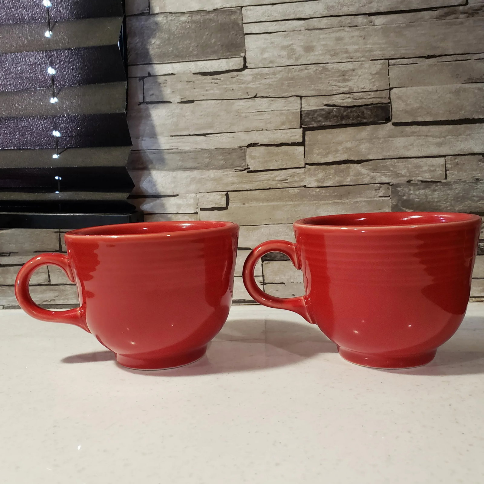 Vintage Fiesta Fiestaware Homer Laughlin Scarlet Red Tea Cups- Set of 2 - 4