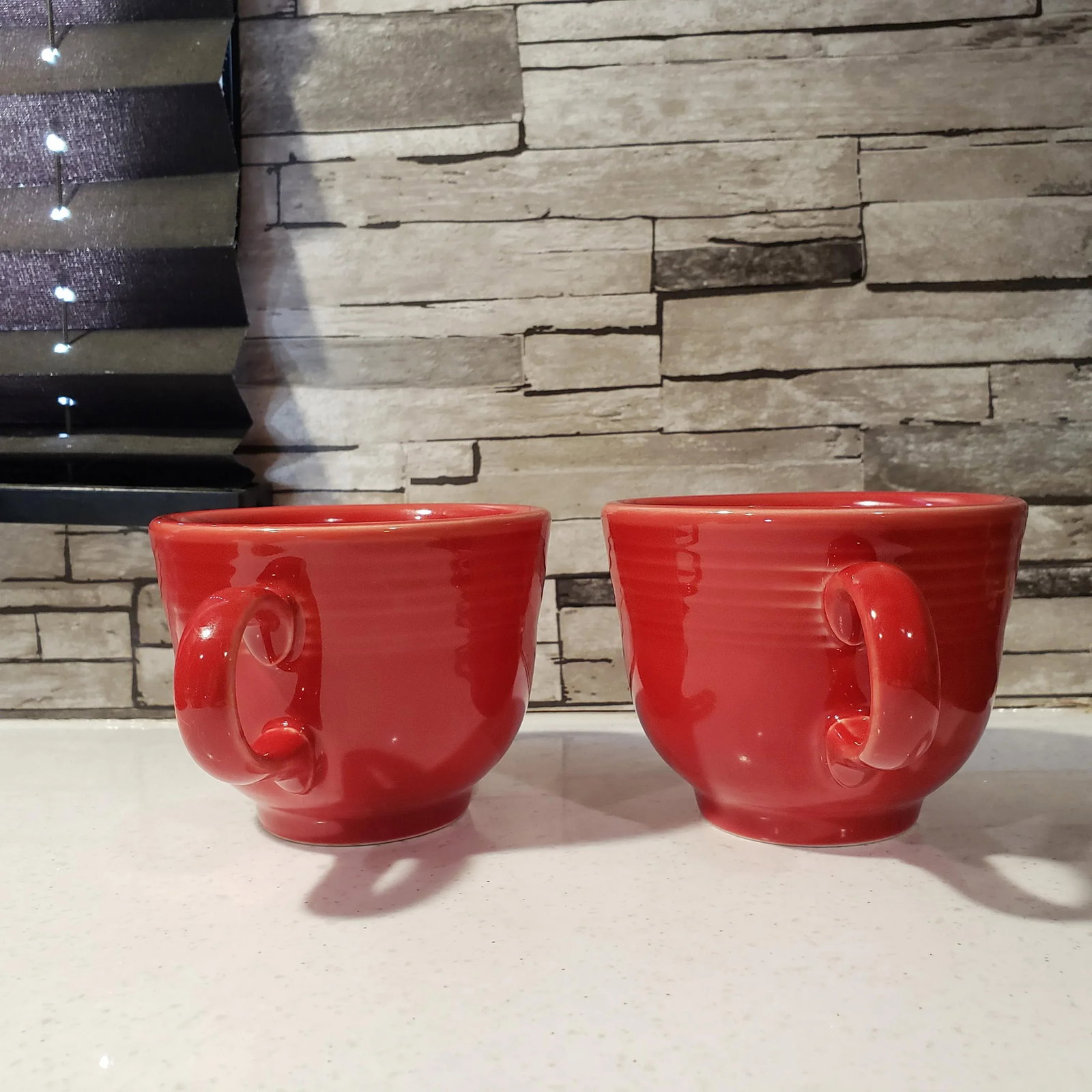 Vintage Fiesta Fiestaware Homer Laughlin Scarlet Red Tea Cups- Set of 2 - 5