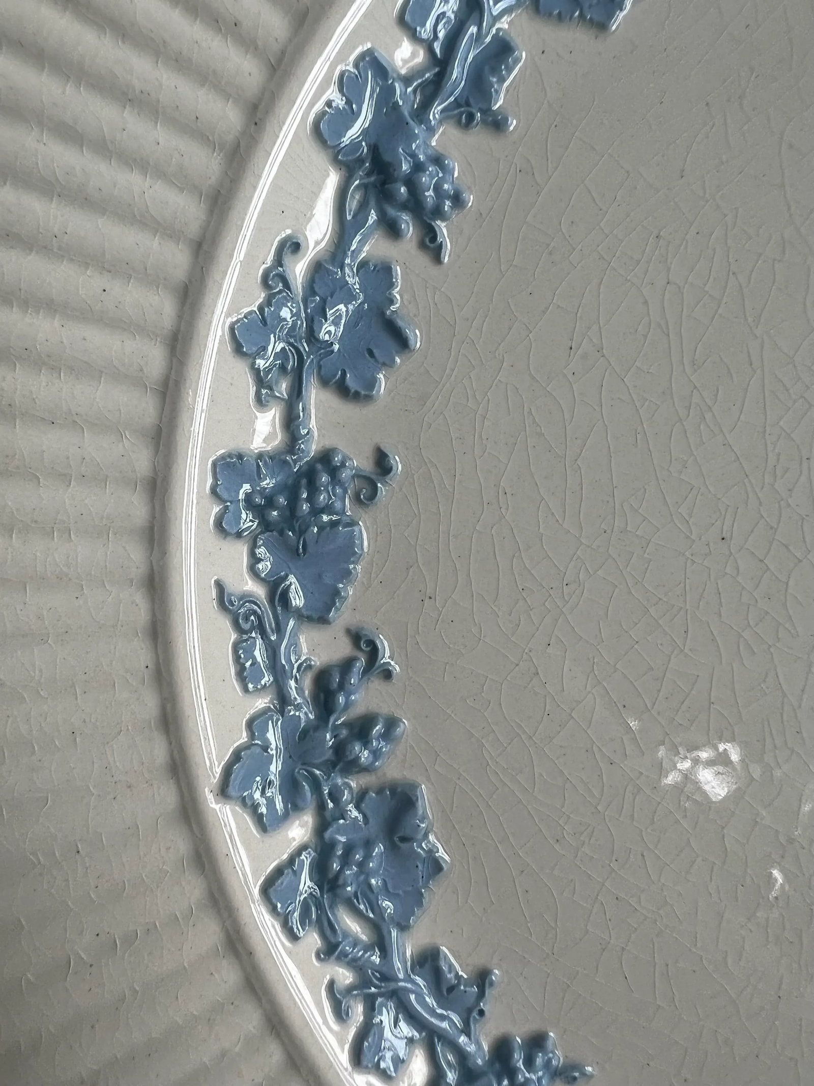 Antique Wedgwood Queensware "Edme" Plates in Light Blue Blue and Cream- Set of 5 - 3