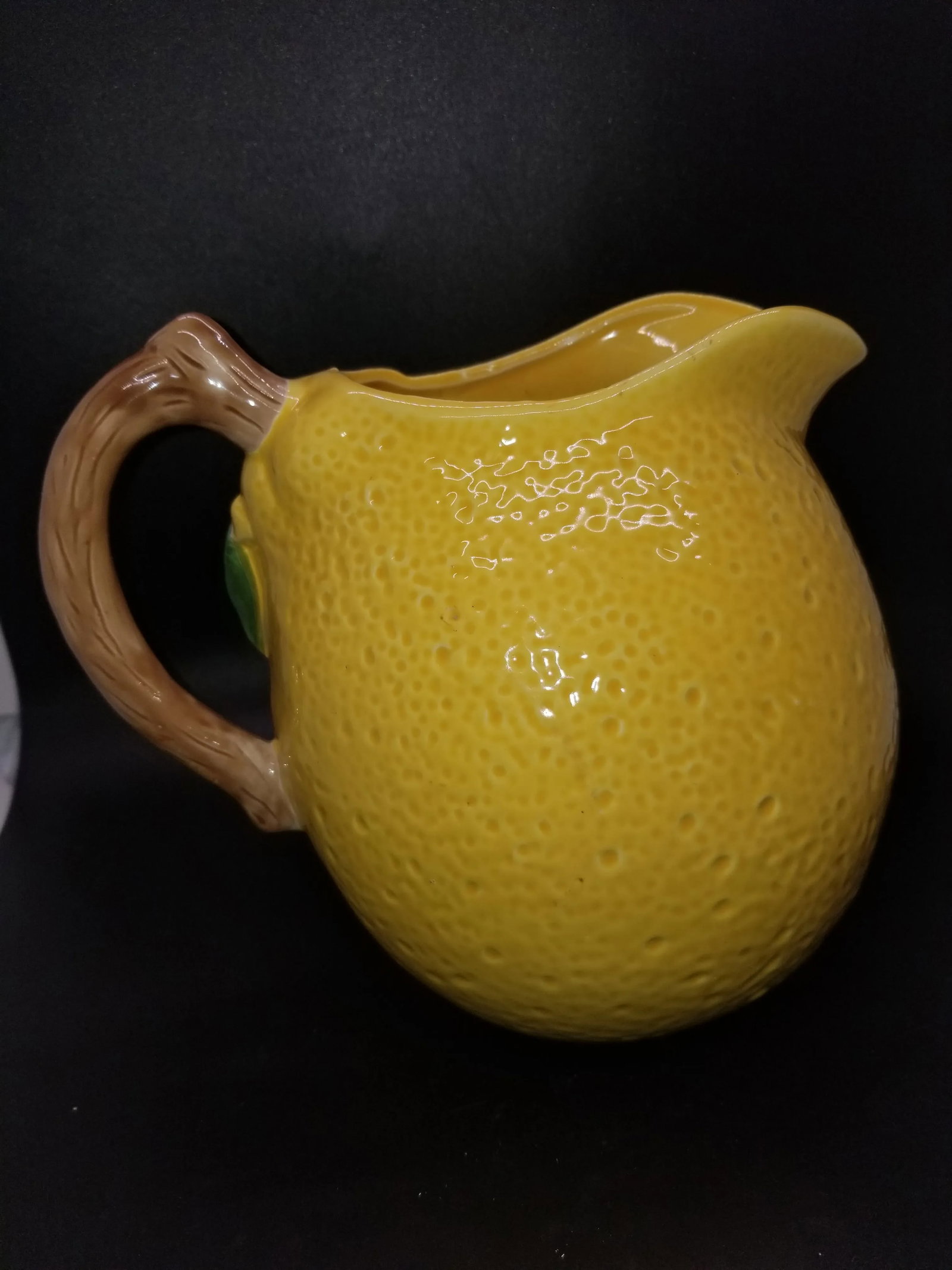 Vintage Majolica Handpainted Lemonade Pitcher - 3