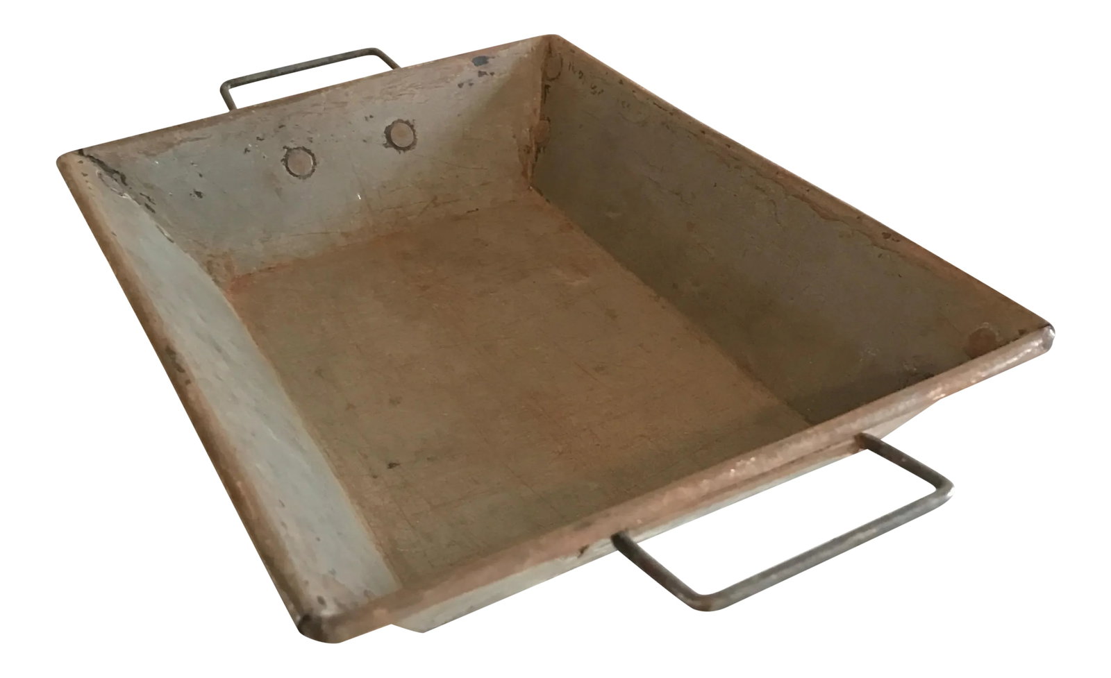 Antique Handmade Baking Tray: Handmade antique baking tin. Many uses for this small tray. Great retail prop or room decor. Condition: Alterations: Unknown Imperfections: Some Imperfections Condition Notes: Good - Moderate wear and