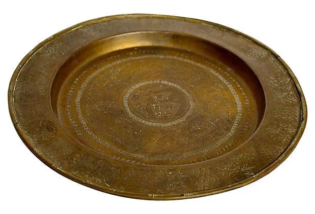 Etched Brass Chinese Dragon Tray - 2