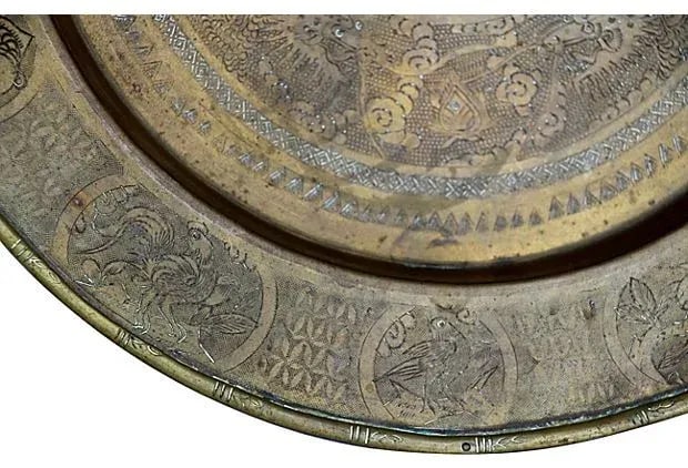 Etched Brass Chinese Dragon Tray - 6