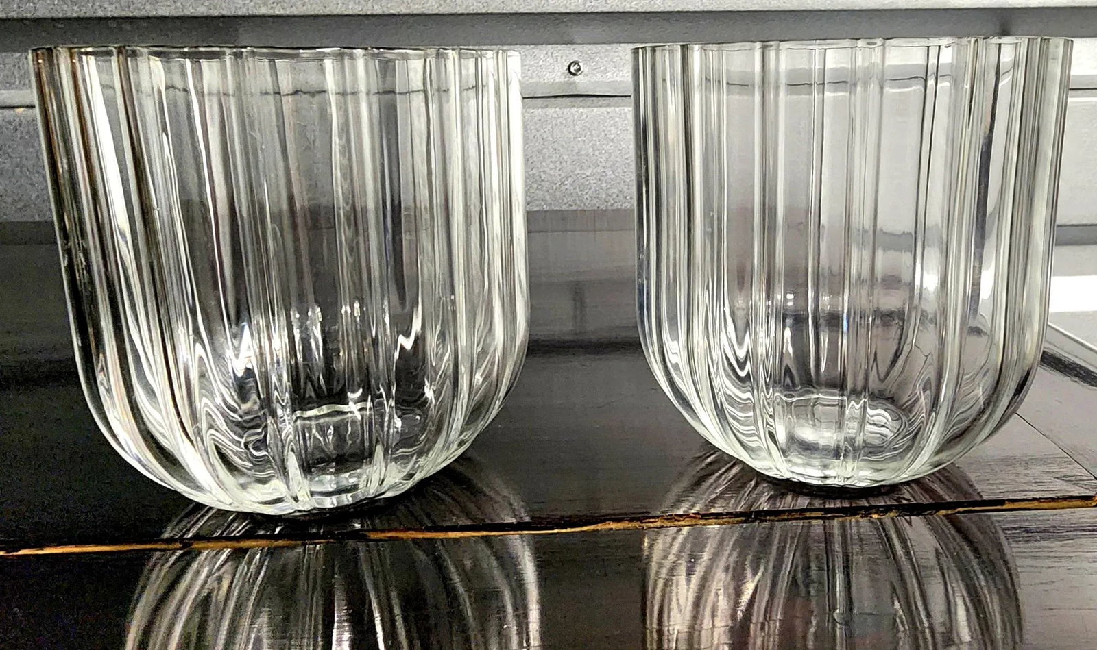Vintage Mma Italian Massimo Vignelli Double Old-Fashioned Fine Glass Tumblers - Pair - 13