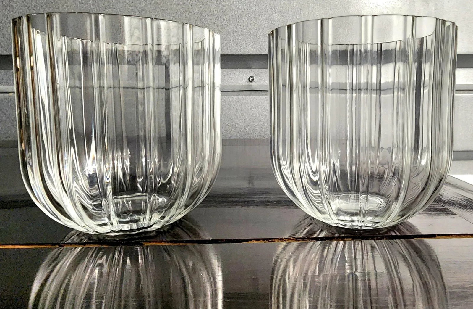 Vintage Mma Italian Massimo Vignelli Double Old-Fashioned Fine Glass Tumblers - Pair - 8