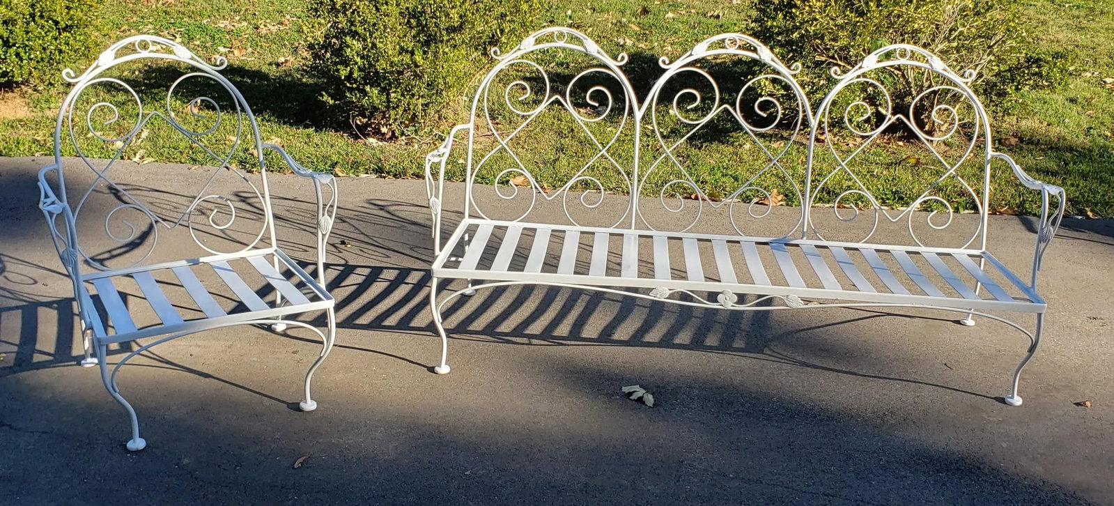 Meadowcraft Style Vintage Outdoor Wrought Iron Sofa and Chair - 5