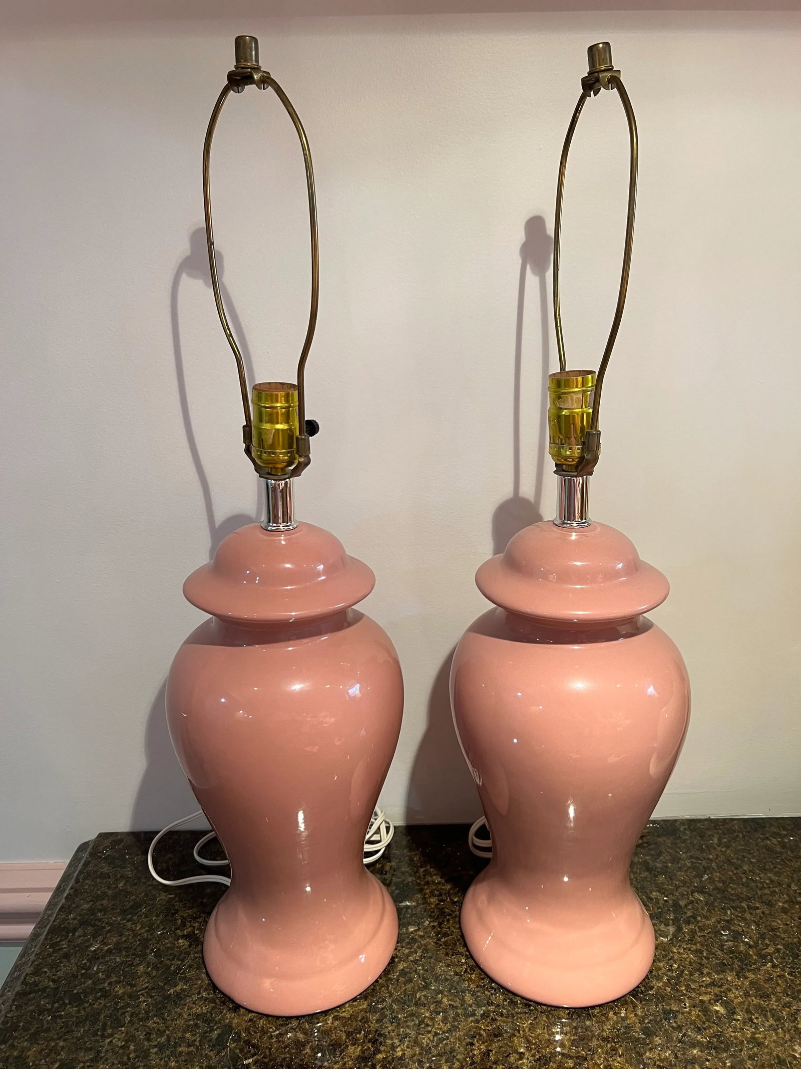 1980s Postmodern Mauve Pink Table Lamps - a Pair - 2