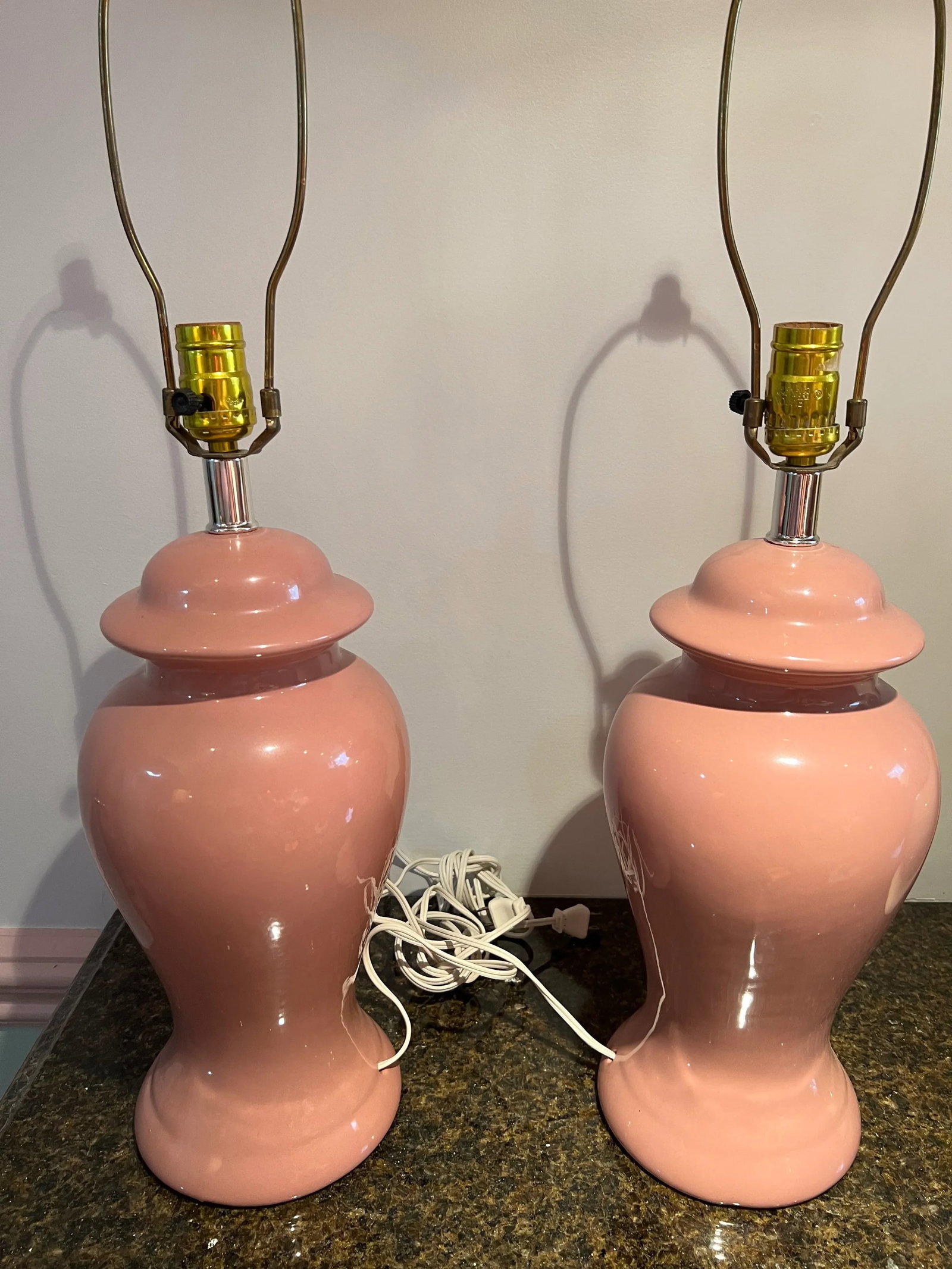 1980s Postmodern Mauve Pink Table Lamps - a Pair - 6