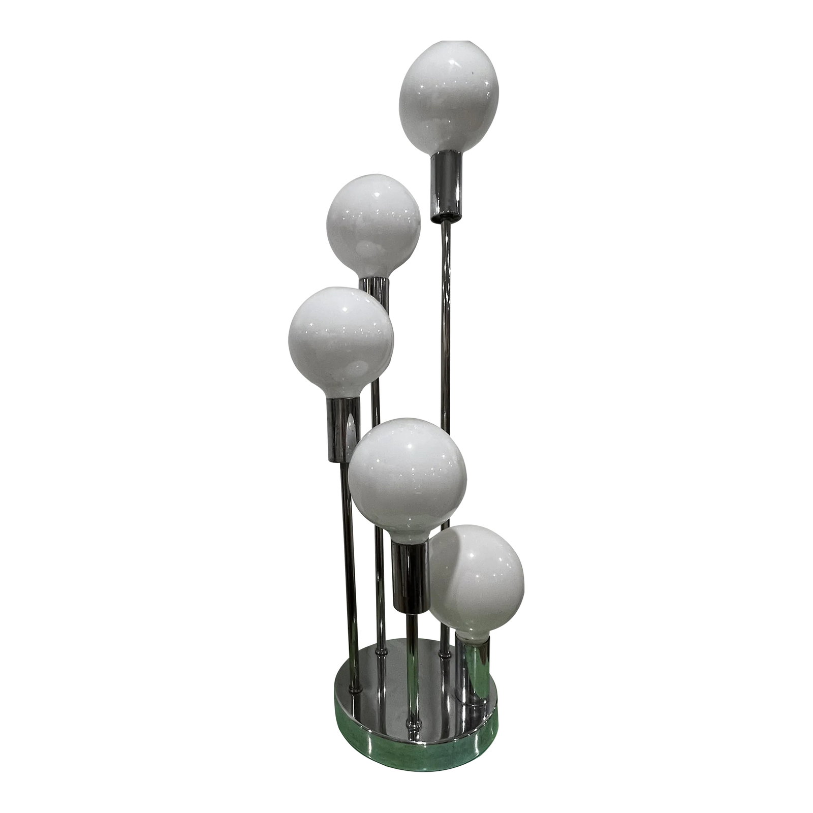 1970 Chrome Cascades Waterfall Table Lamp: 1970 Chrome Cascades Waterfall Table Lamp Condition: Alterations: Original Condition Unaltered Imperfections: Some Imperfections Condition Notes: Some minor rust which can be polished. Please check