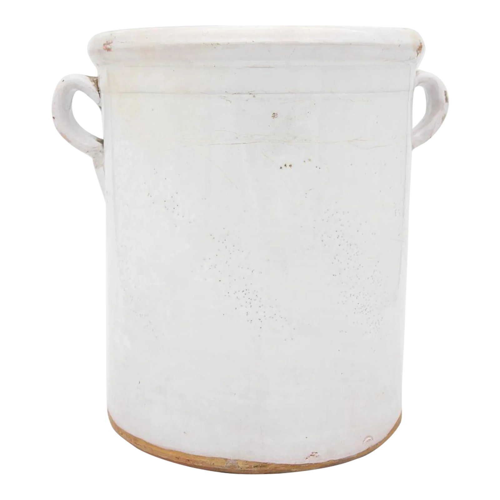 Antique Stoneware Urn With Handles: 19th century French confit pot or jar. Handcrafted and with the traditional two handles. Originally used to store and preserve food. Condition: Alterations: Original Condition Unaltered Imperfections: