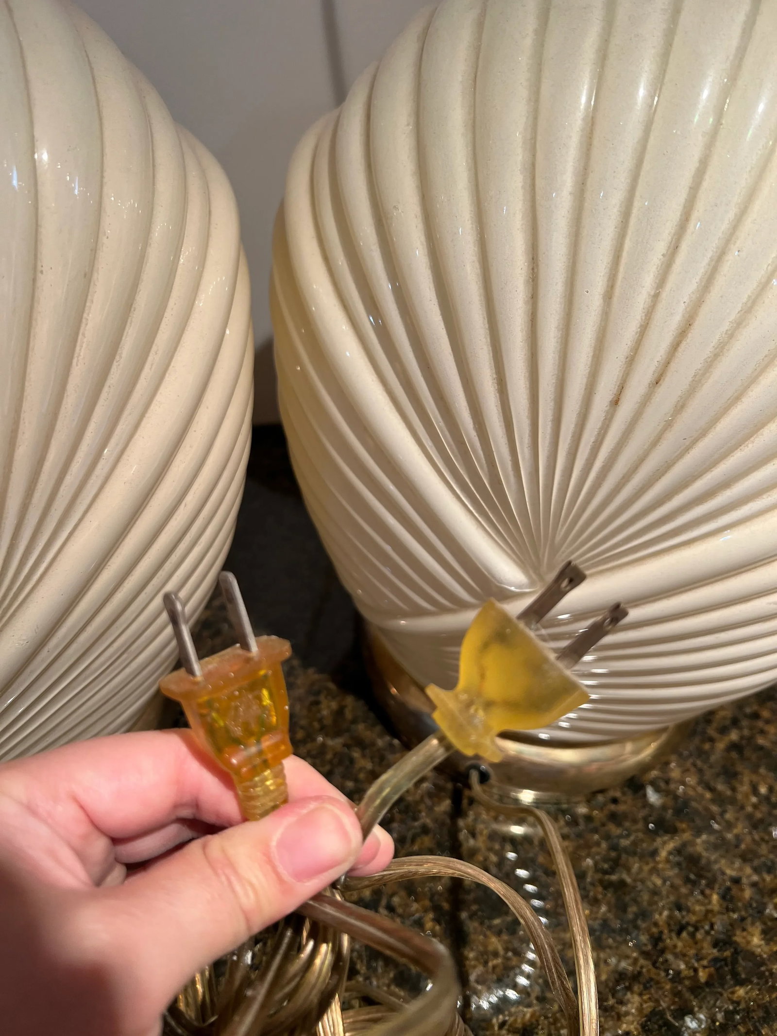 1980 Art Deco Shell Style Table Lamps - a Pair - 2