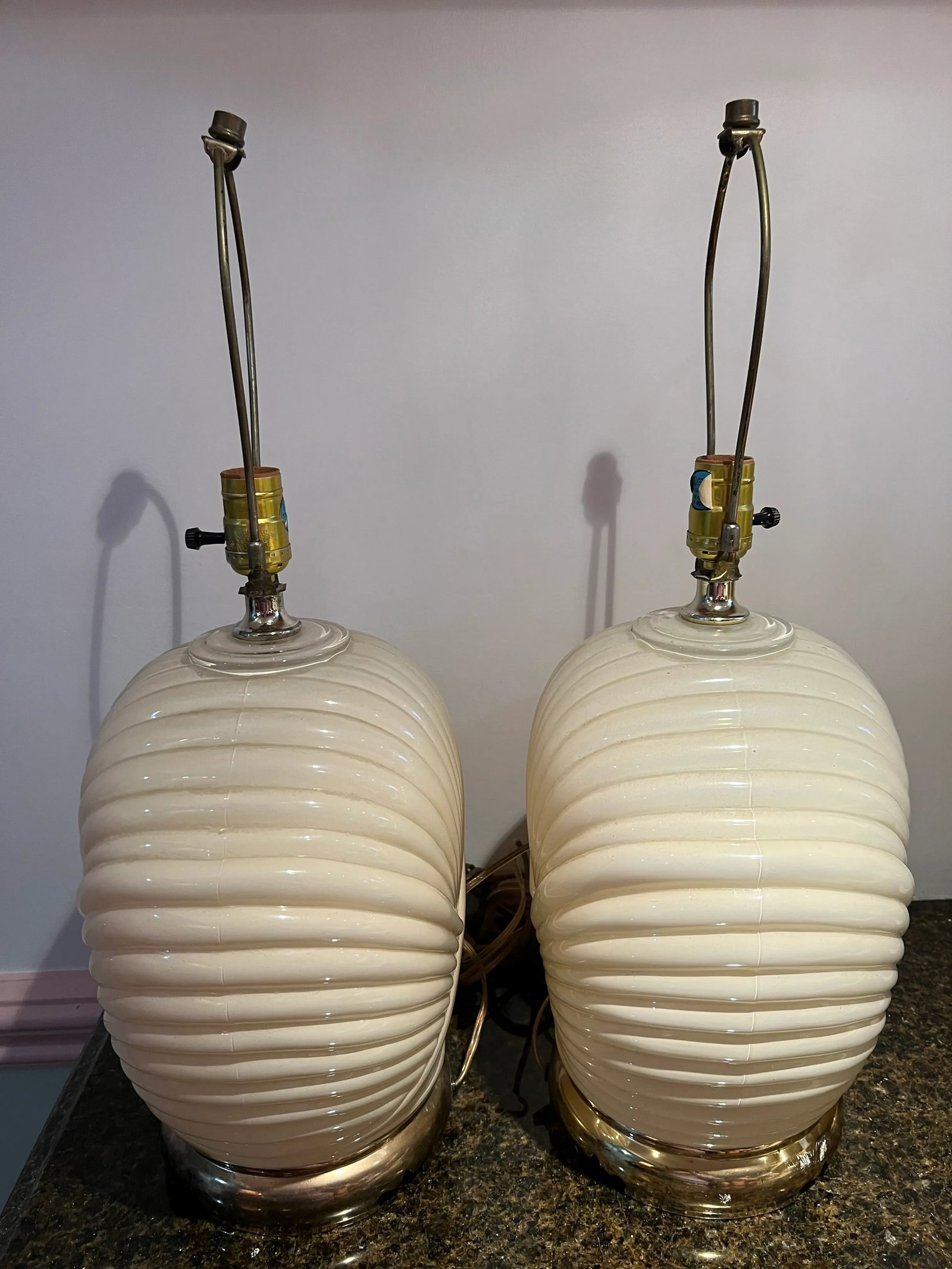 1980 Art Deco Shell Style Table Lamps - a Pair - 7