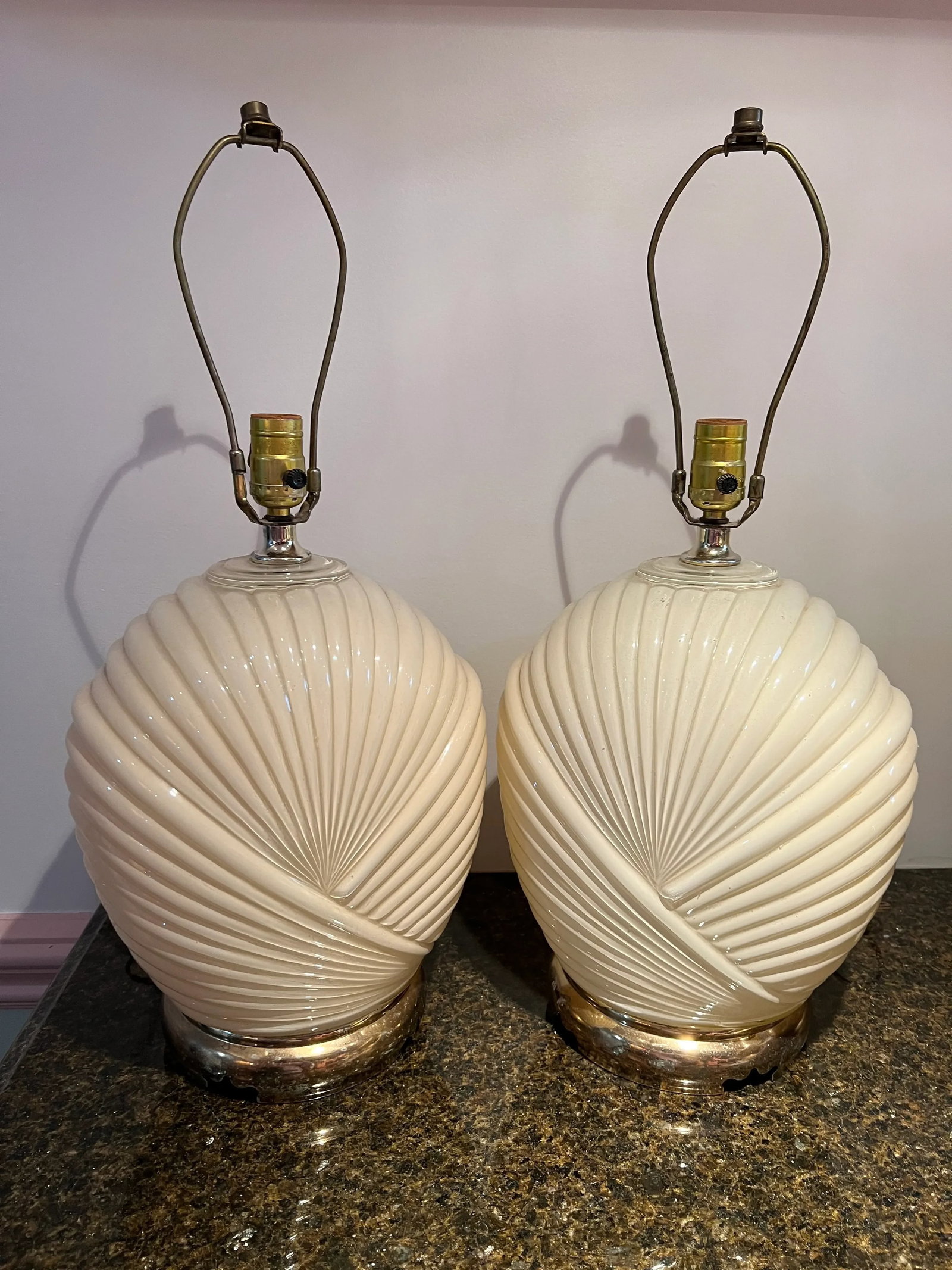1980 Art Deco Shell Style Table Lamps - a Pair - 8