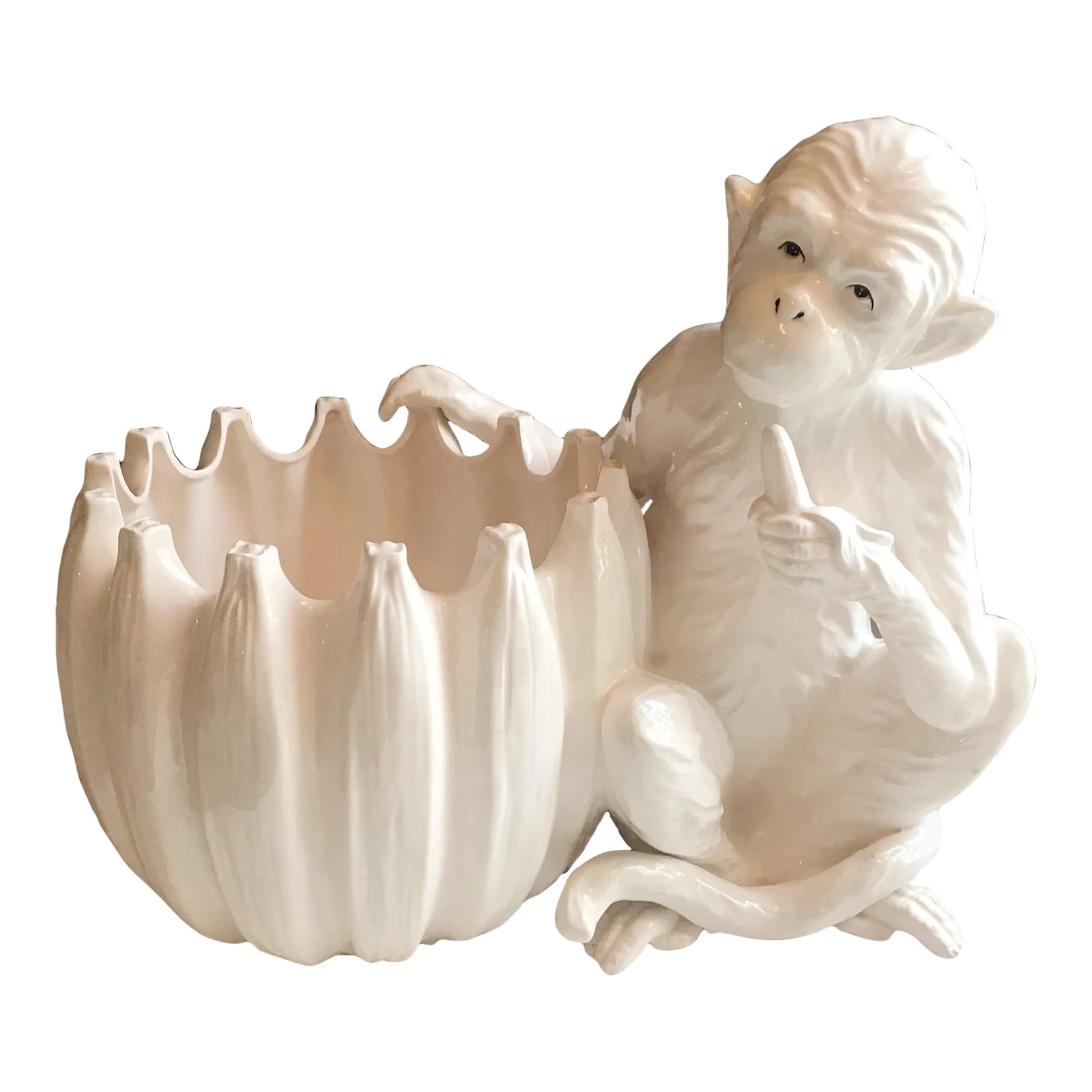 1980s Hollywood Regency Ceramic Monkey Cachepot/Planter (1 of 11)