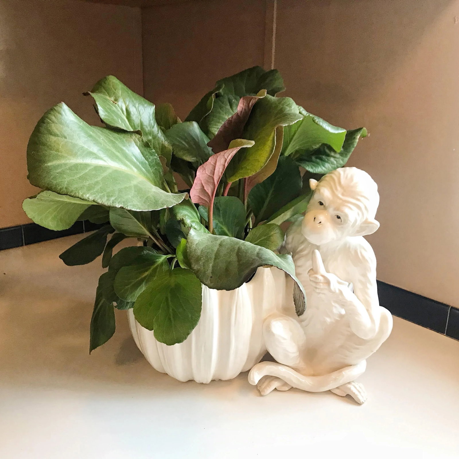 1980s Hollywood Regency Ceramic Monkey Cachepot/Planter - 6