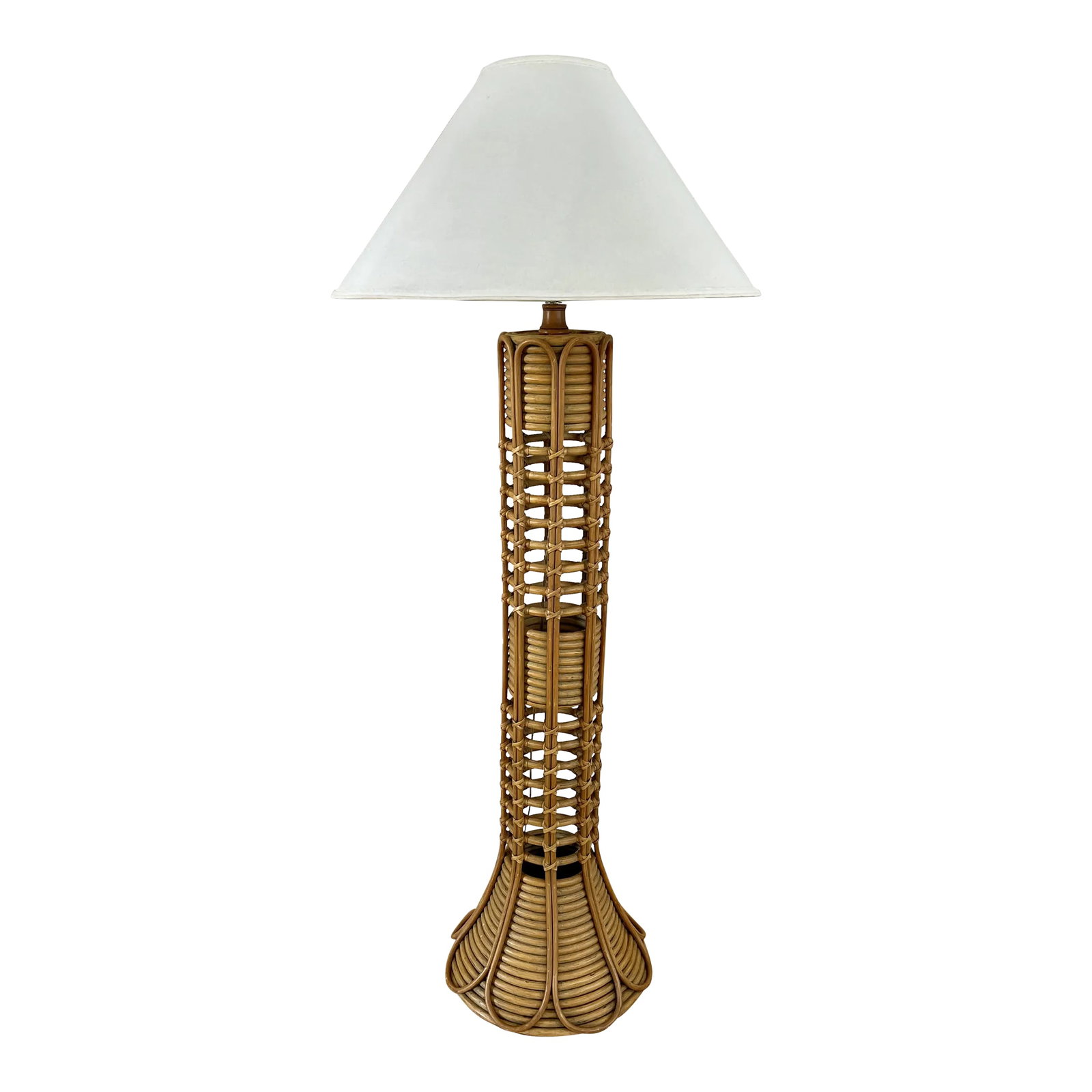 Mid-Century Rattan Floor Lamp With Shade (1 of 11)