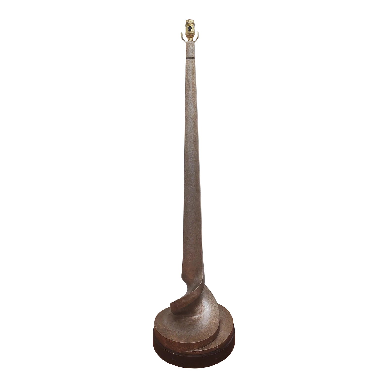 80's Fine Arts Furniture Plaster Sculptural Swirl Floor Lamp: Vintage 1980's Fine Arts Furniture-Miami Lakes Florida Plaster Swirl Floor Lamp. A part of the liquidation of the St. Regis Hotel NYC. It measures 50" high without the harp ( the shade and harp are