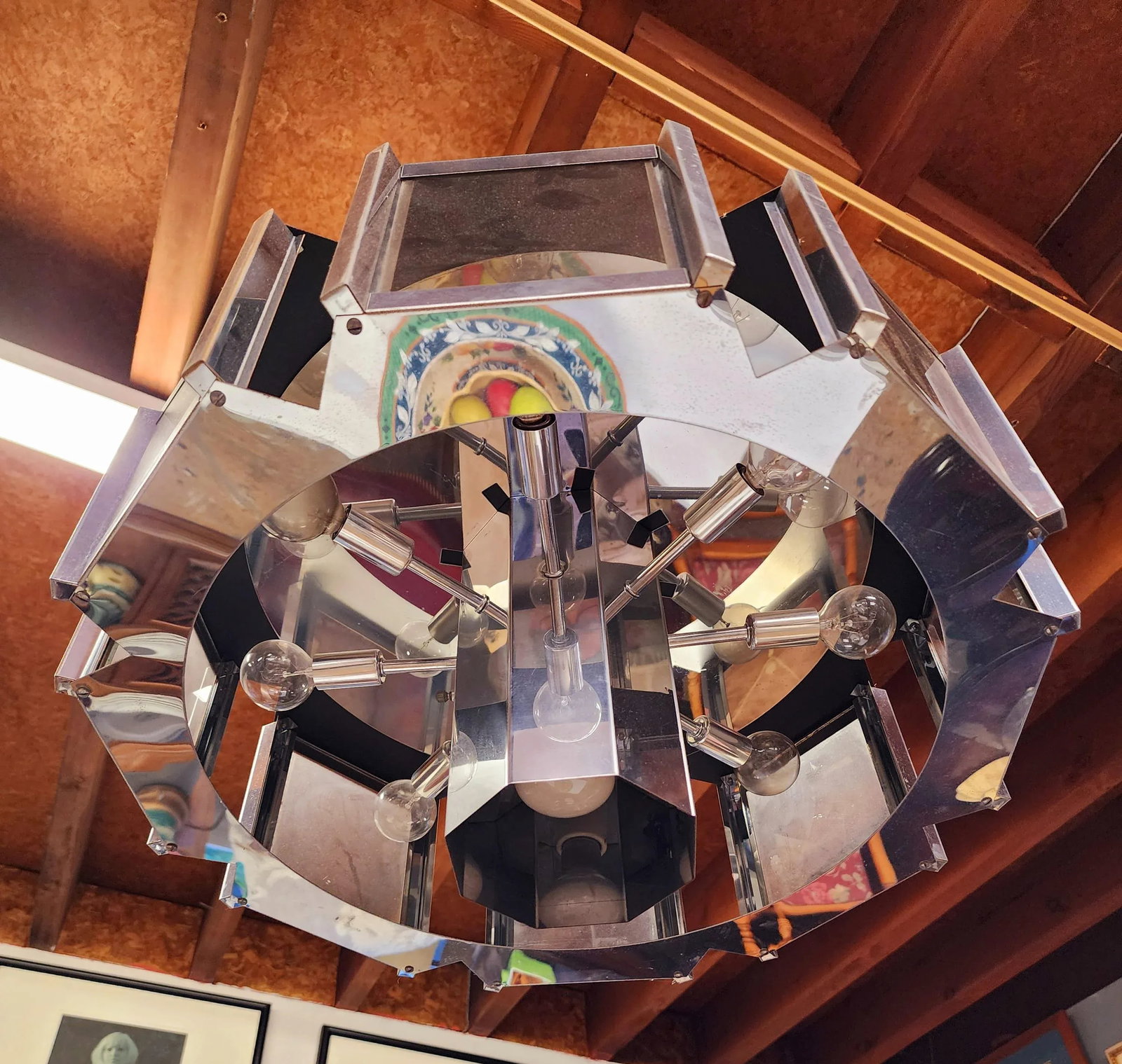 1960s Mid-Century Modern Chrome and Glass Fredrick Ramond Chandelier - 10