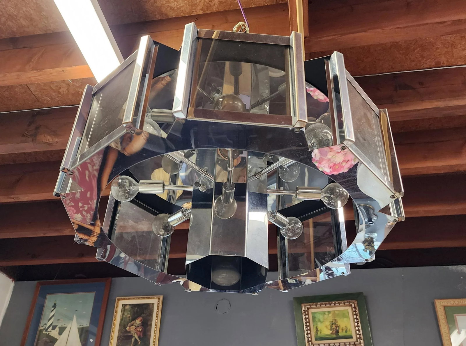 1960s Mid-Century Modern Chrome and Glass Fredrick Ramond Chandelier - 11