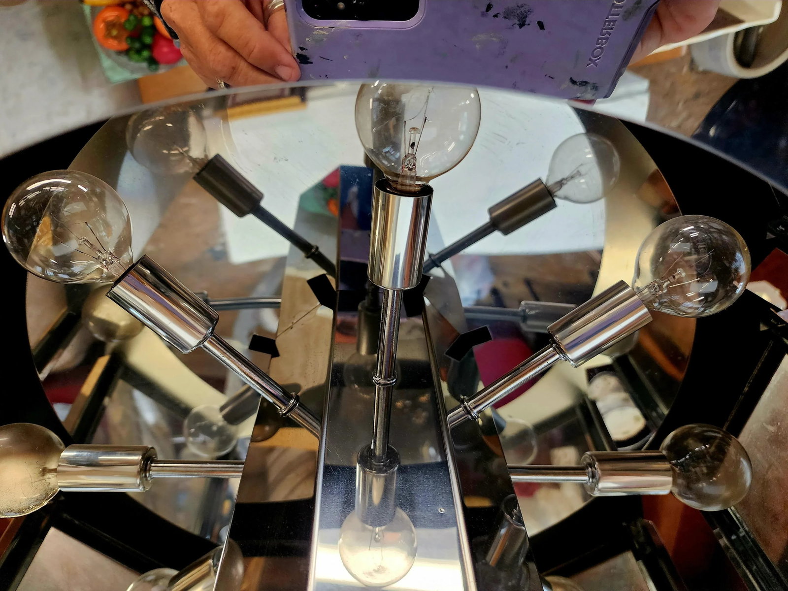1960s Mid-Century Modern Chrome and Glass Fredrick Ramond Chandelier - 6