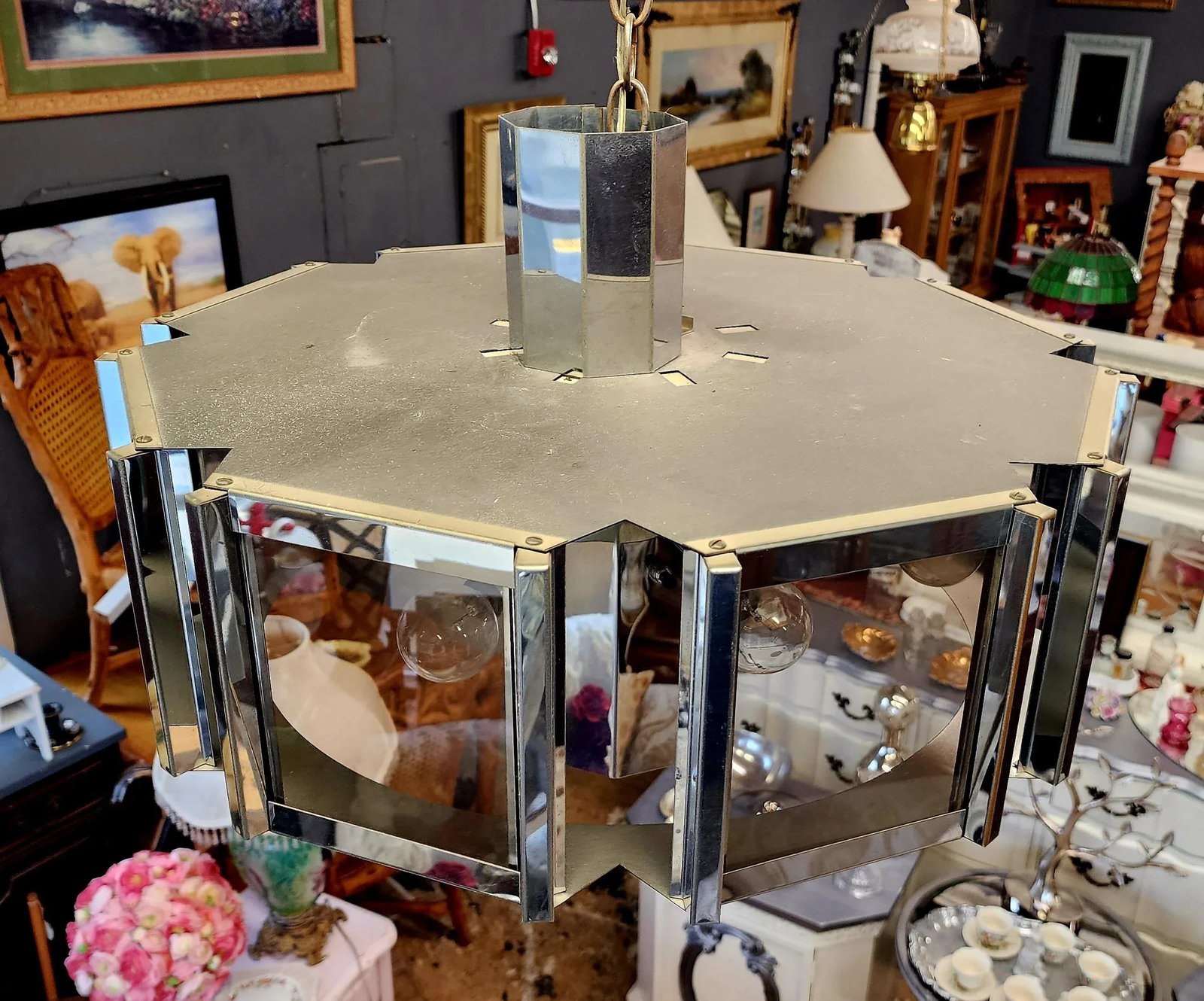 1960s Mid-Century Modern Chrome and Glass Fredrick Ramond Chandelier - 7