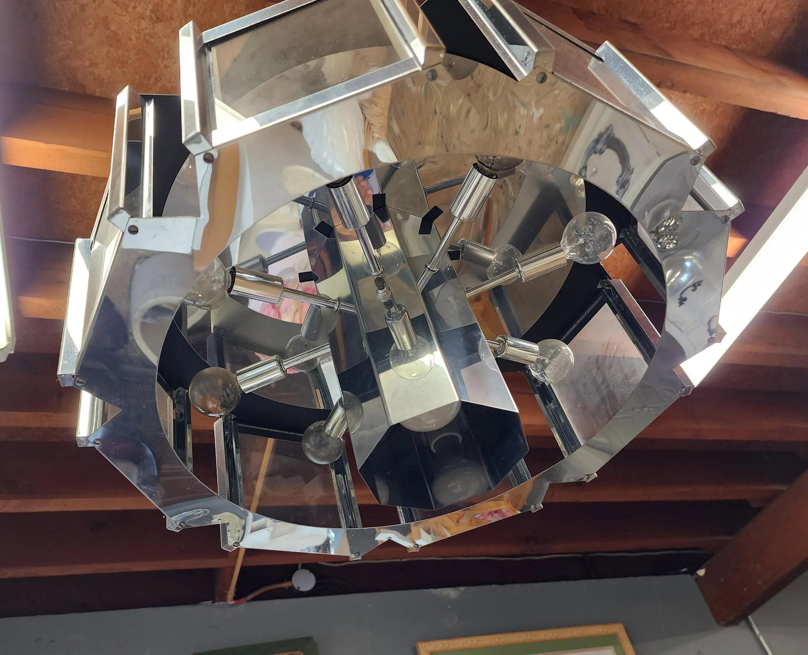 1960s Mid-Century Modern Chrome and Glass Fredrick Ramond Chandelier - 9