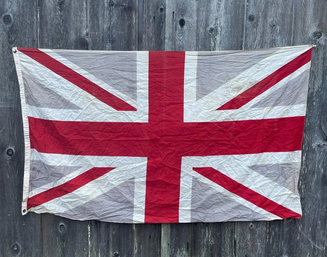 1940s Large British Flag Union Jack Soft Gently Faded Cotton Naval Flag - 8