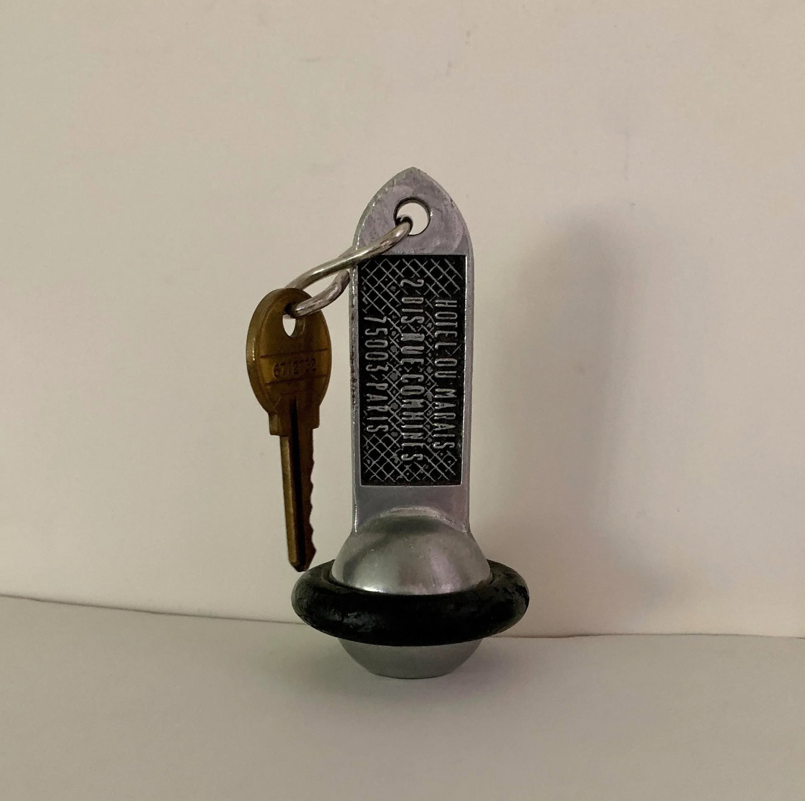 Antique French Hotel Key & Key Fob - Hotel Paris France Home Decor - 8