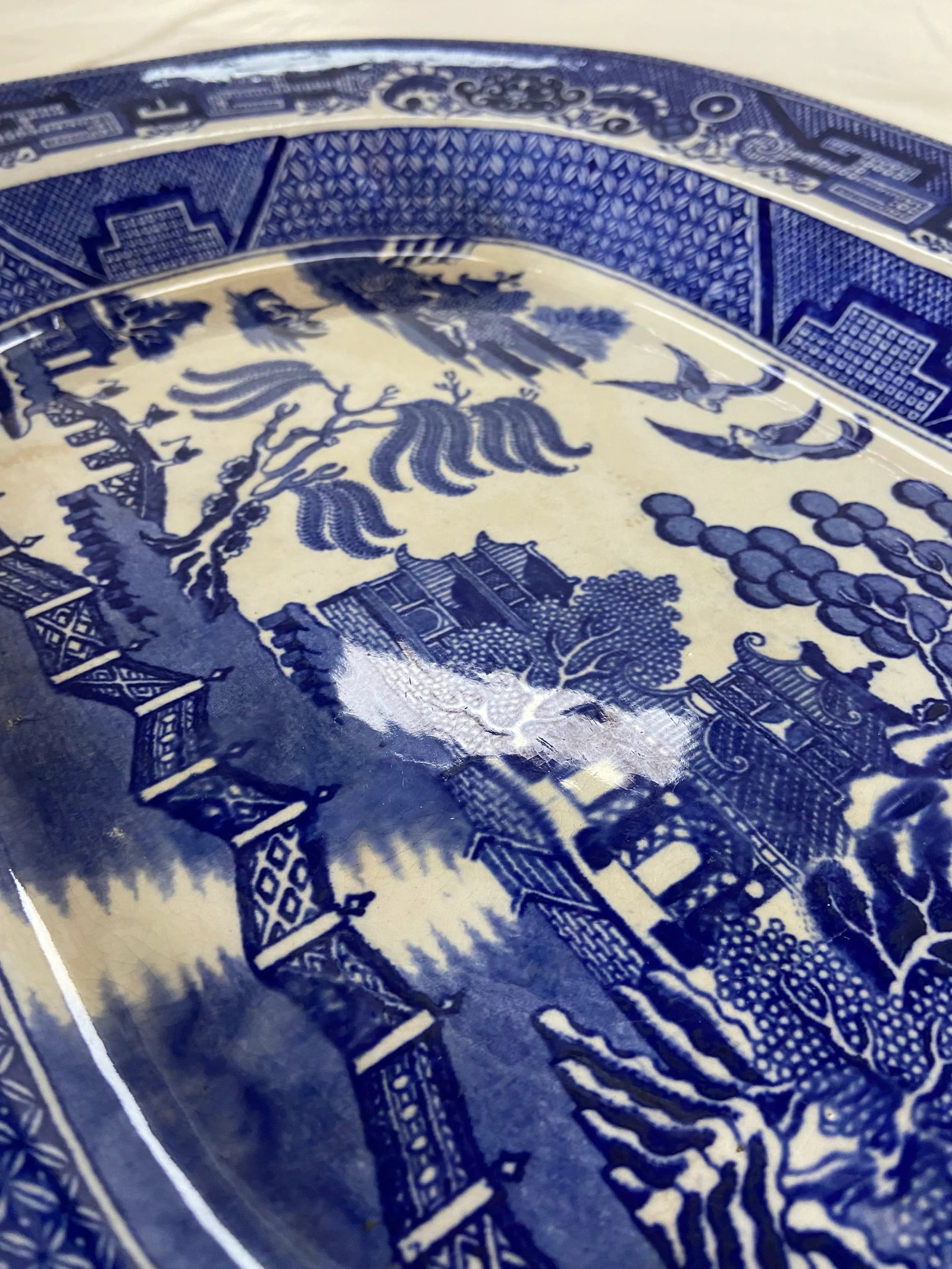 Large Blue Willow Platter - 3