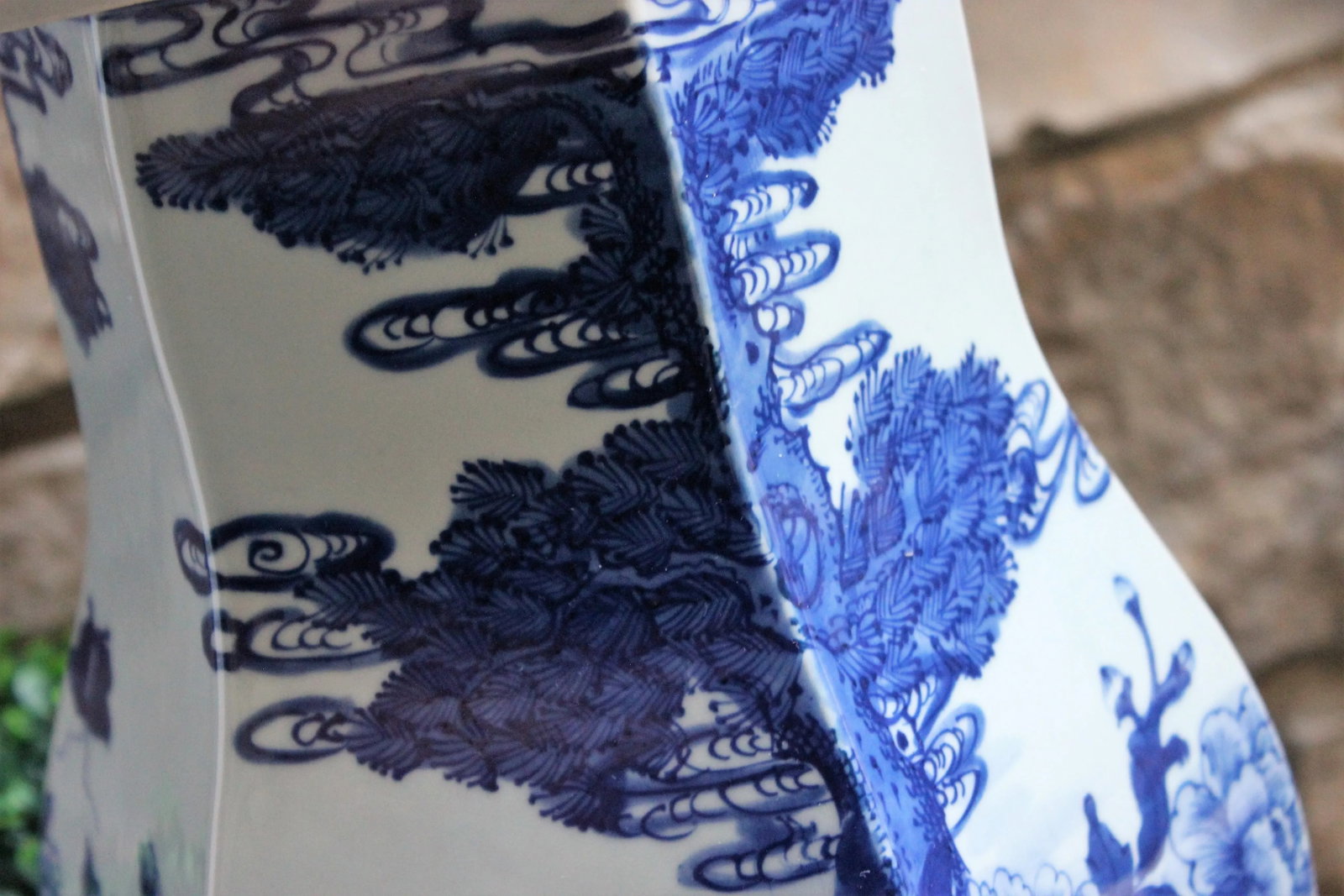 1960s Blue and White Ginger Jar with Foo Dog Floral Flowers Large Tall Chinoiserie - 5