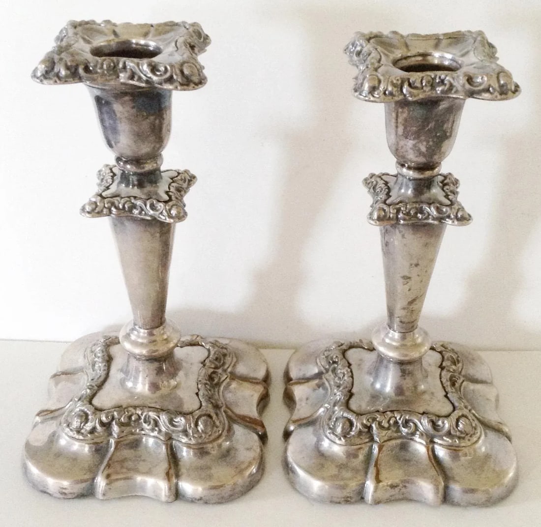 Sheffield Silver Plate Candlesticks- A Pair - 2